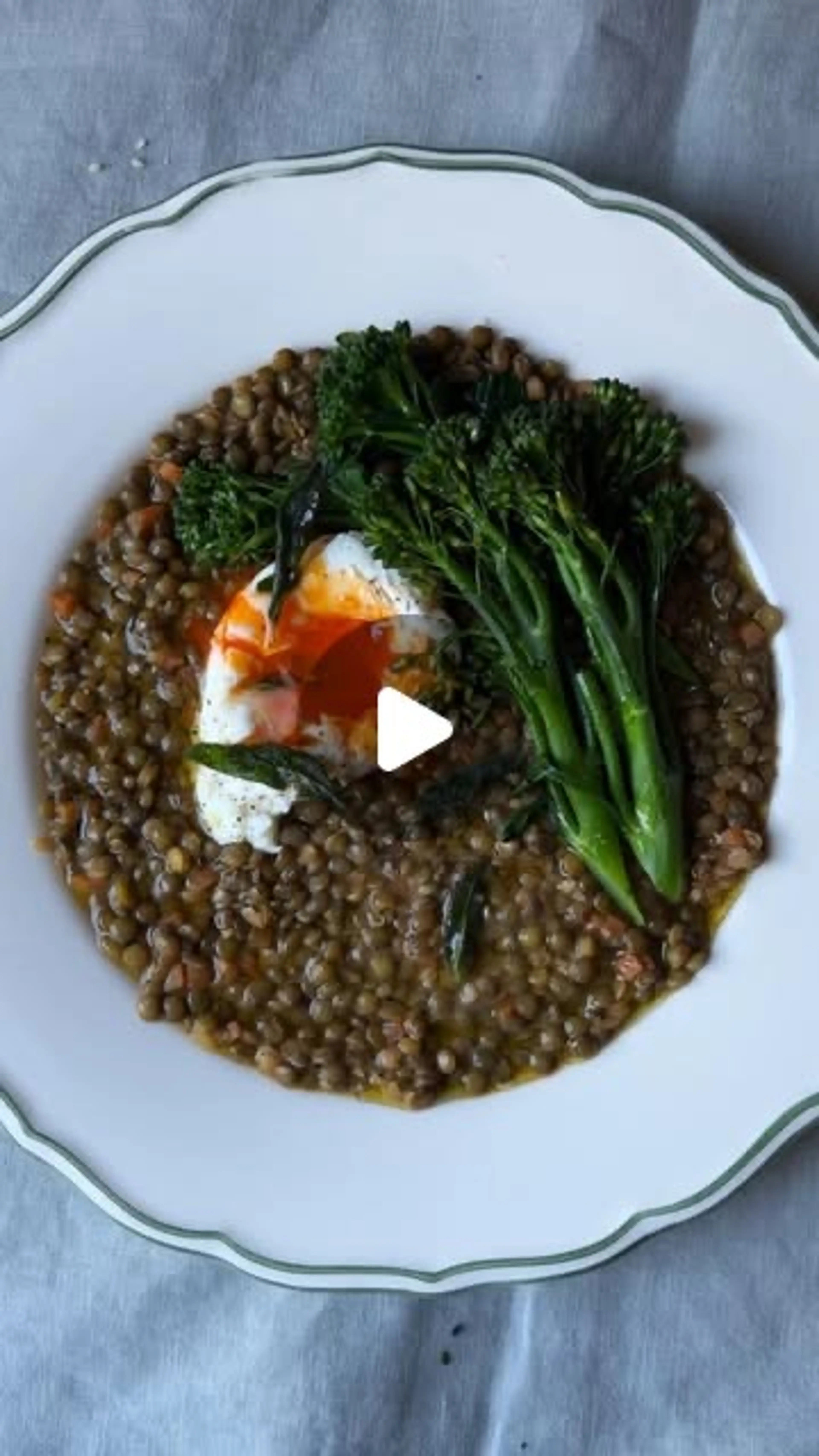 Saucy Sage and Mustard French Lentils Topped with a Runny Yo