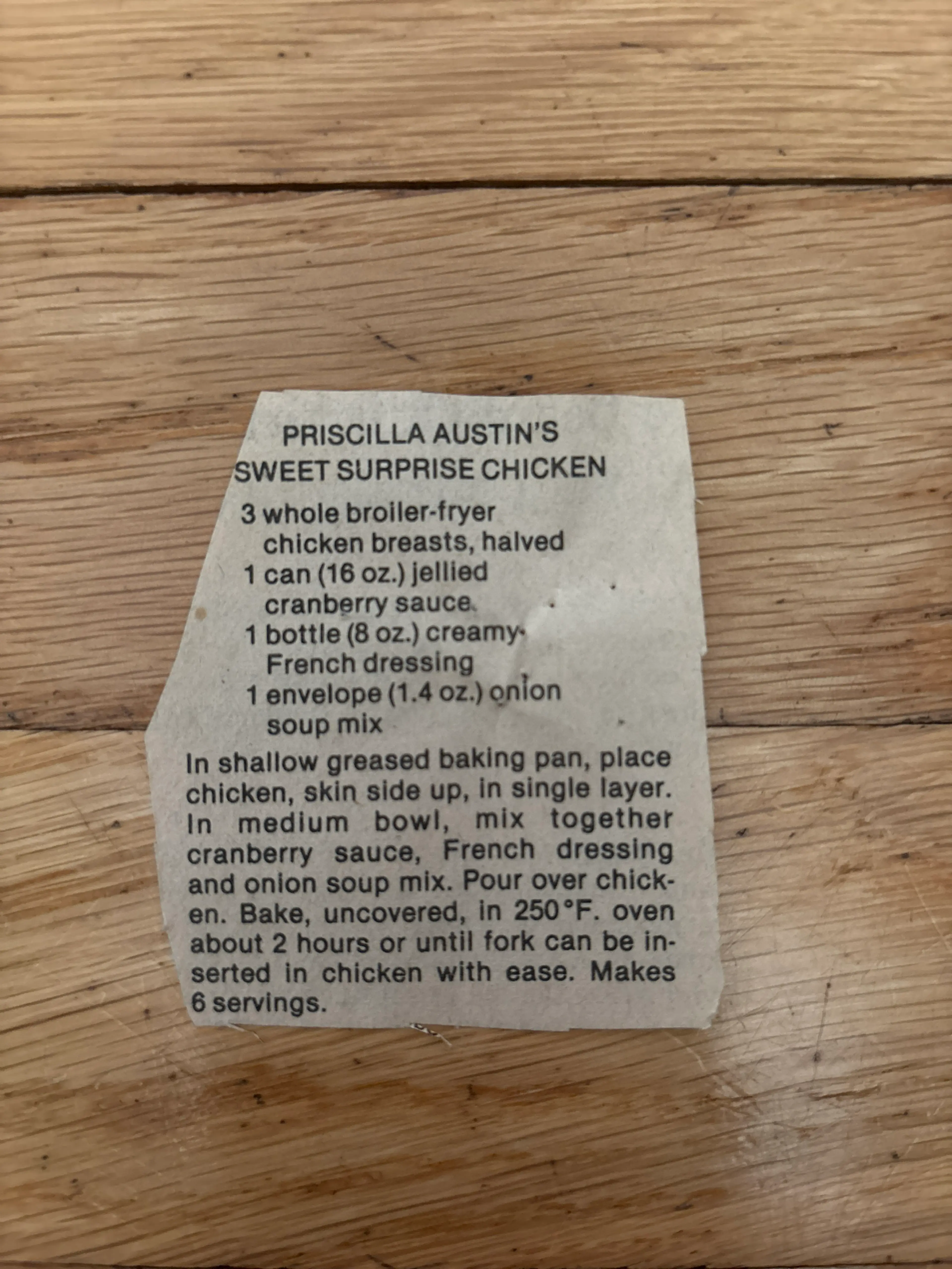 Priscilla Austin’s Sweet Surprise Chicken