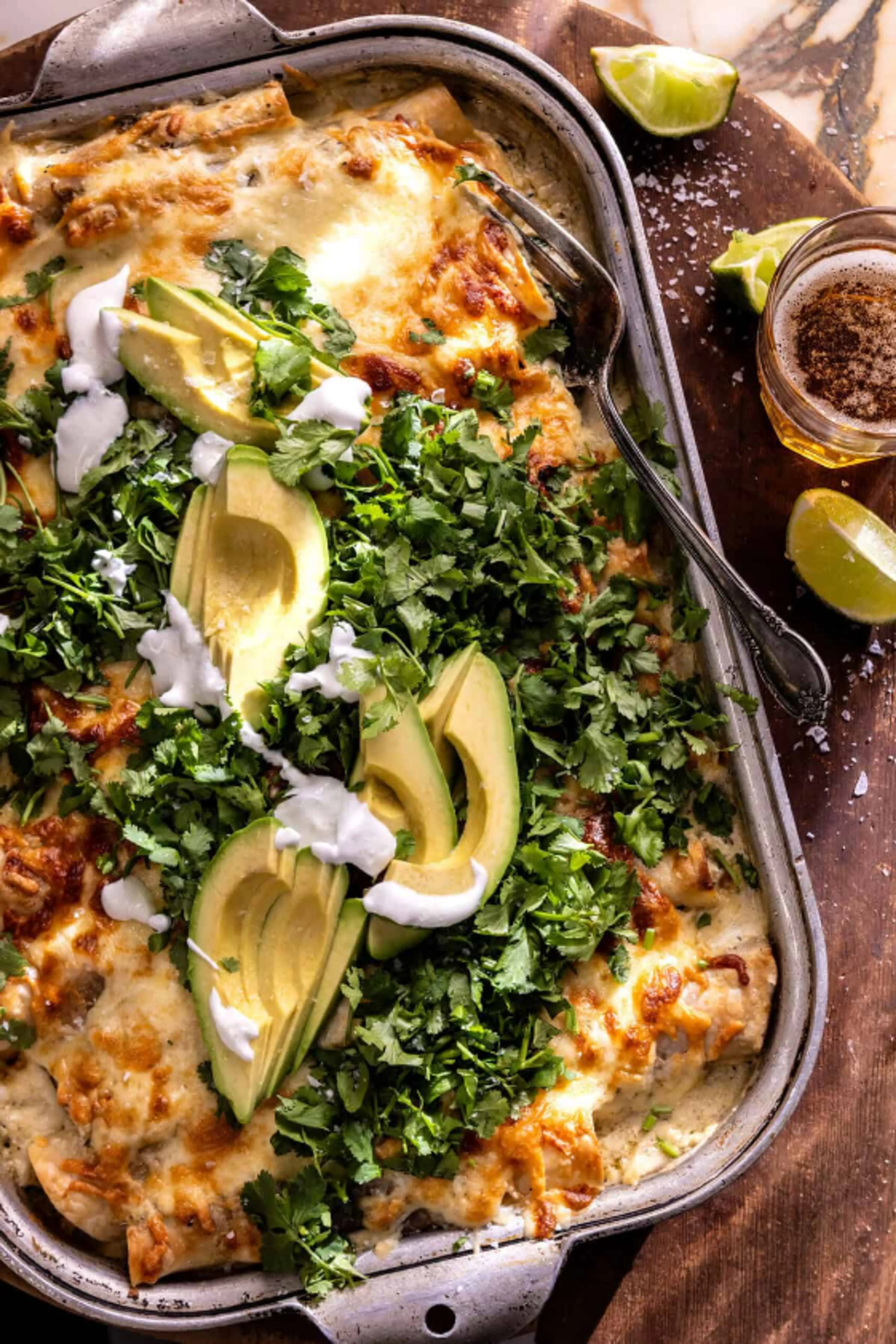 Creamy White Chicken Poblano Enchiladas