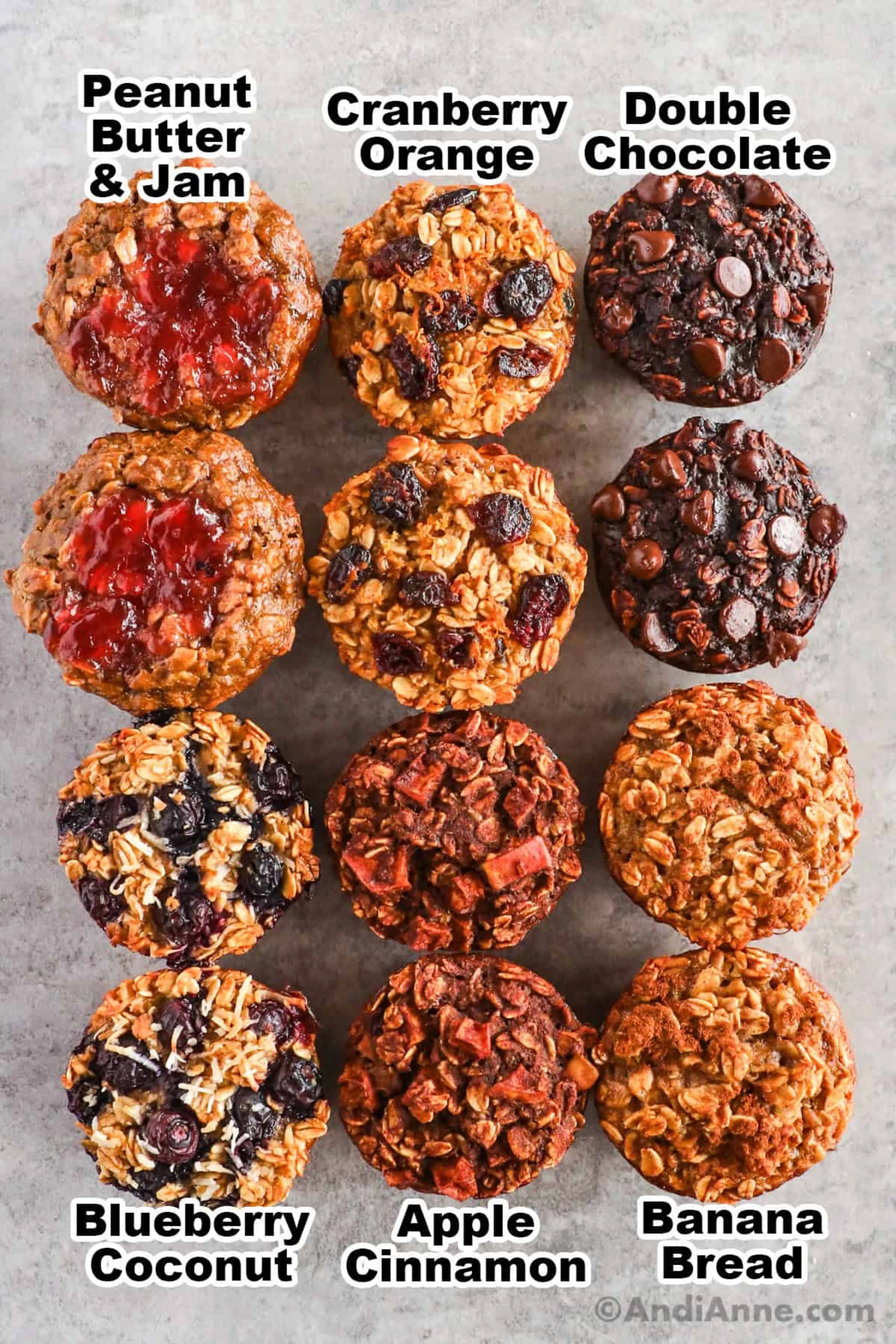 6 Baked Oatmeal Cups Flavors