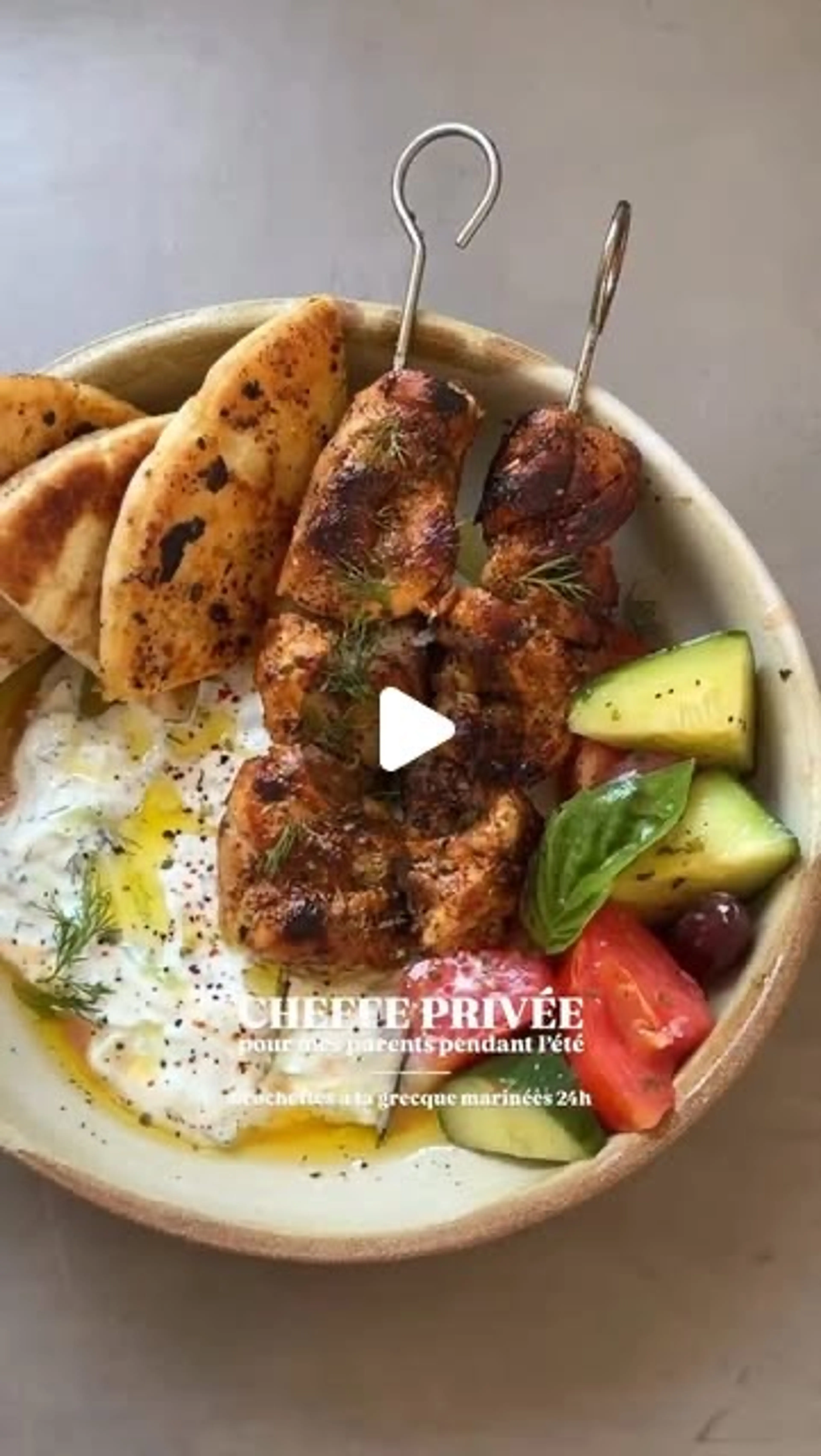 Chicken Souvlaki Feast with Tzatziki & Greek Salad