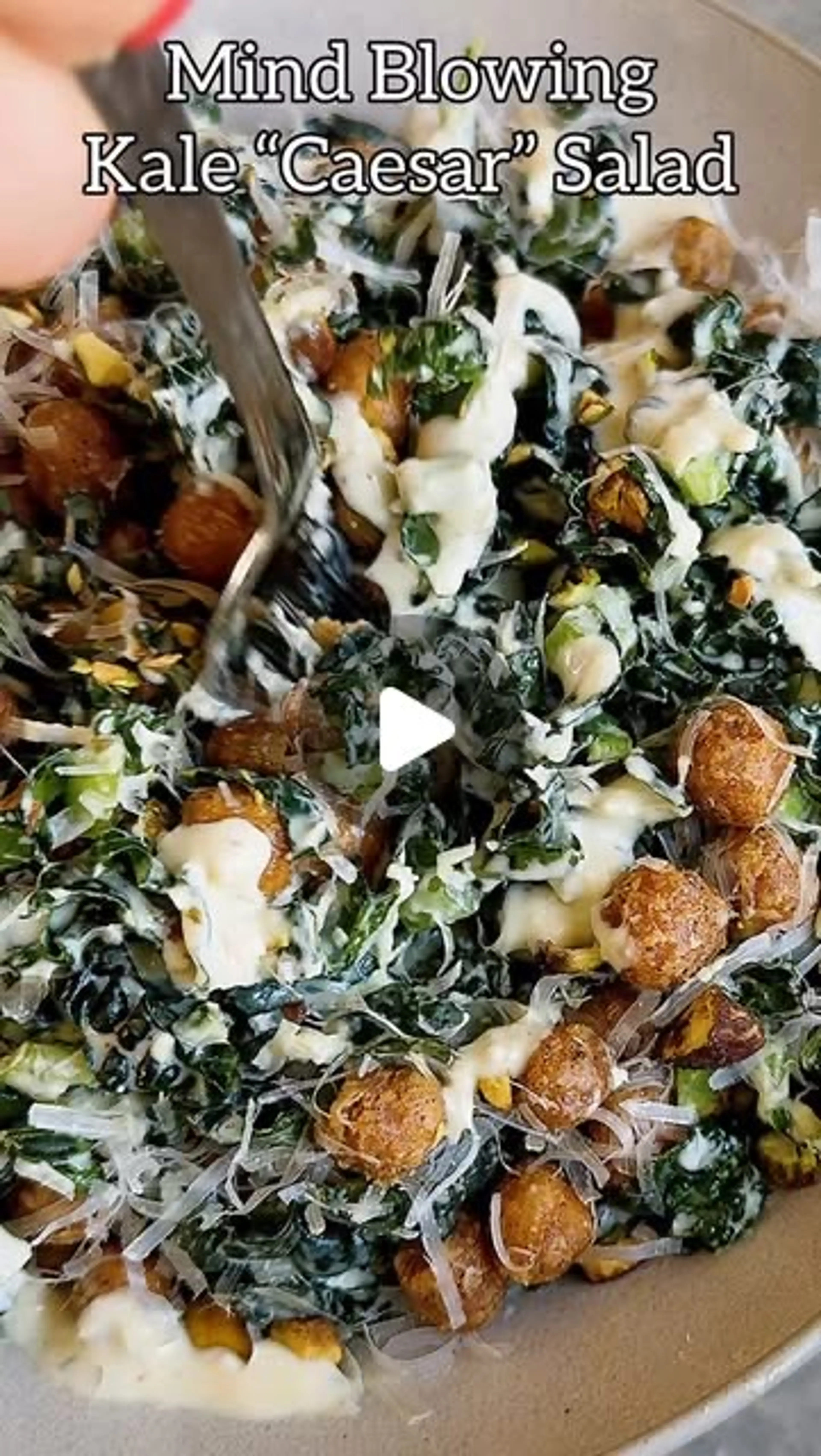 Kale “Caesar” with Tahini-yogurt Dressing & Crispy Chickpeas