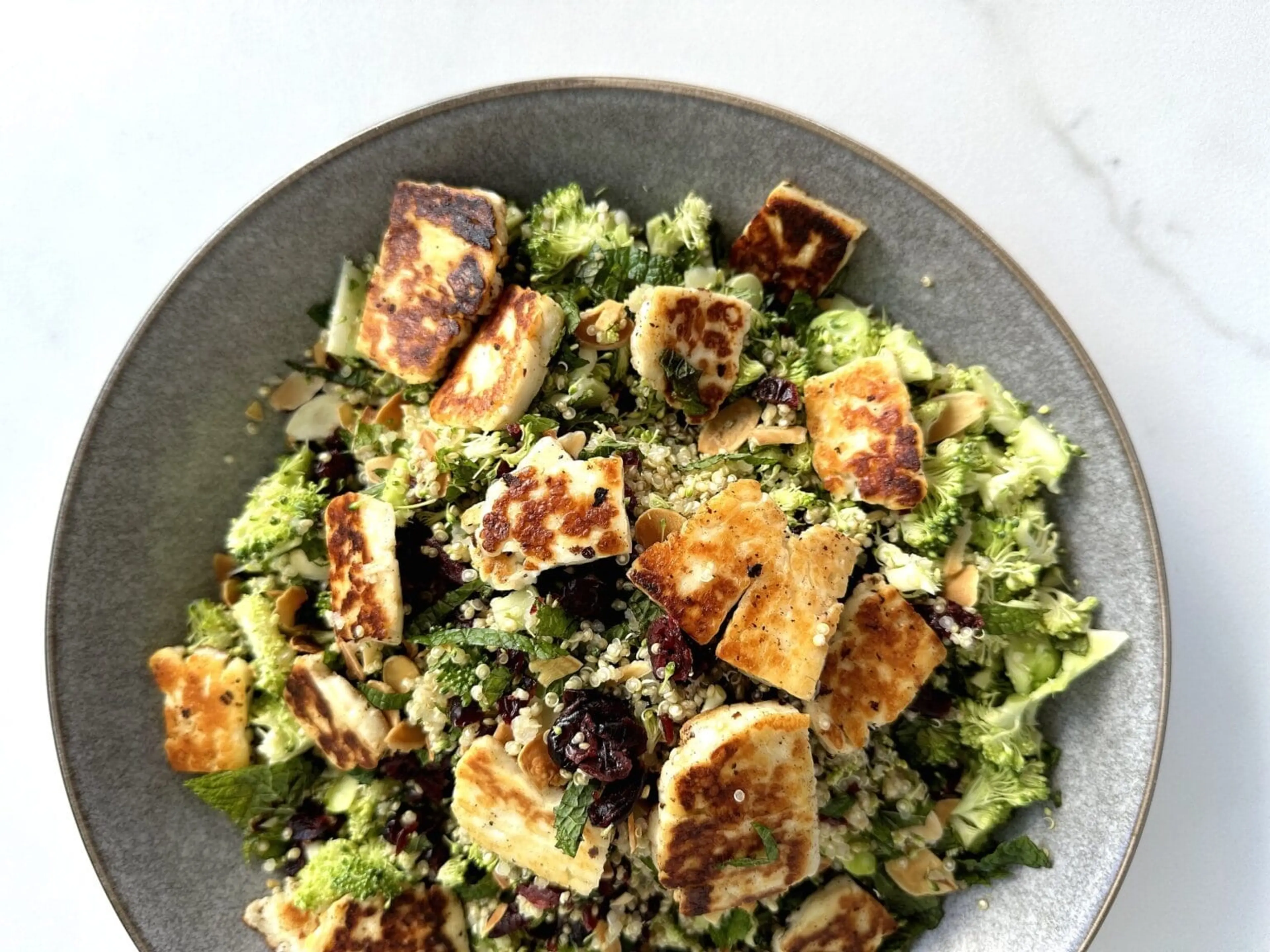 Quinoa, Broccoli, Dried Cranberry & Halloumi Salad