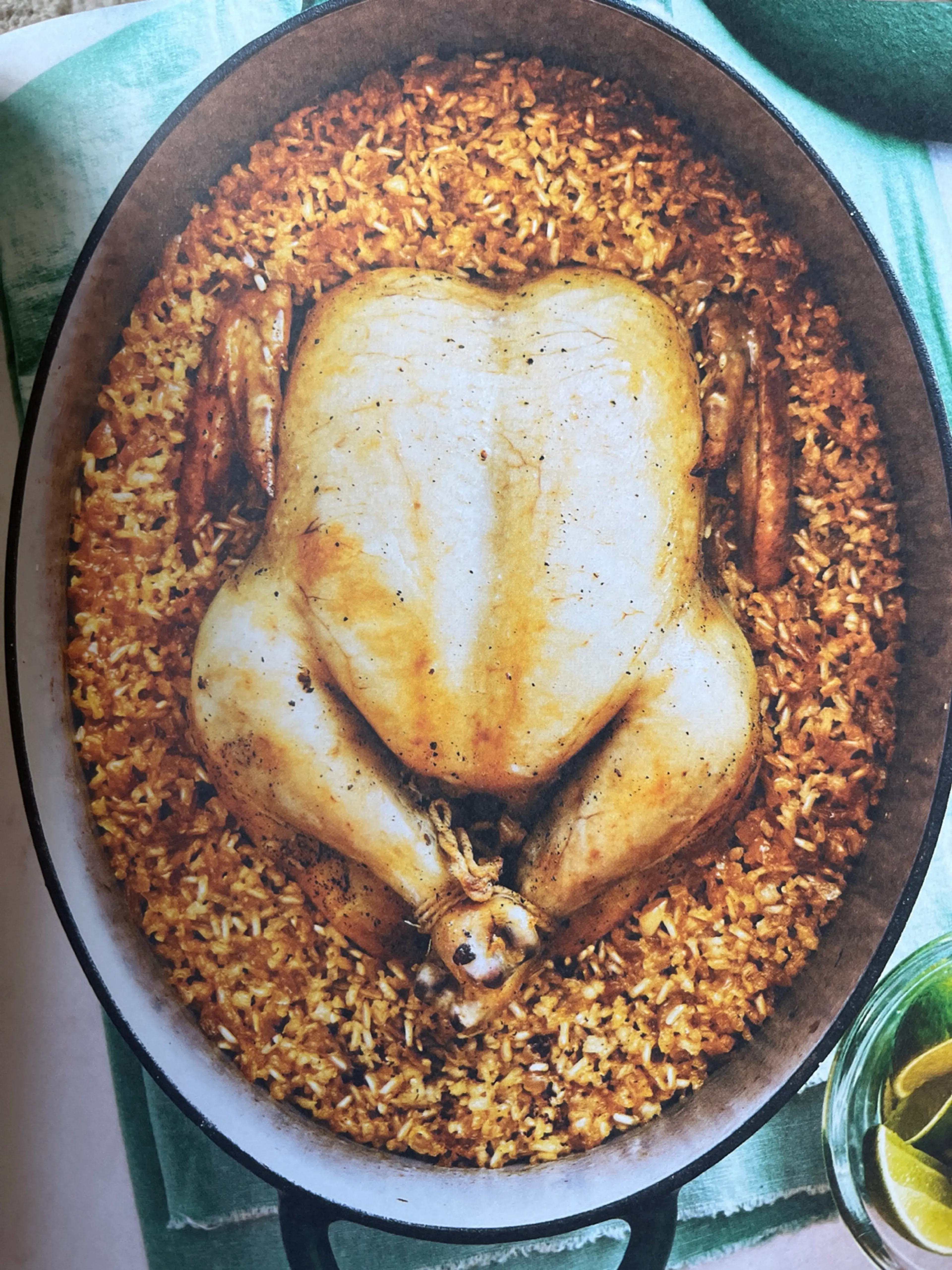 Slow-Roasted Chicken Buried in Gingery Brown Rice