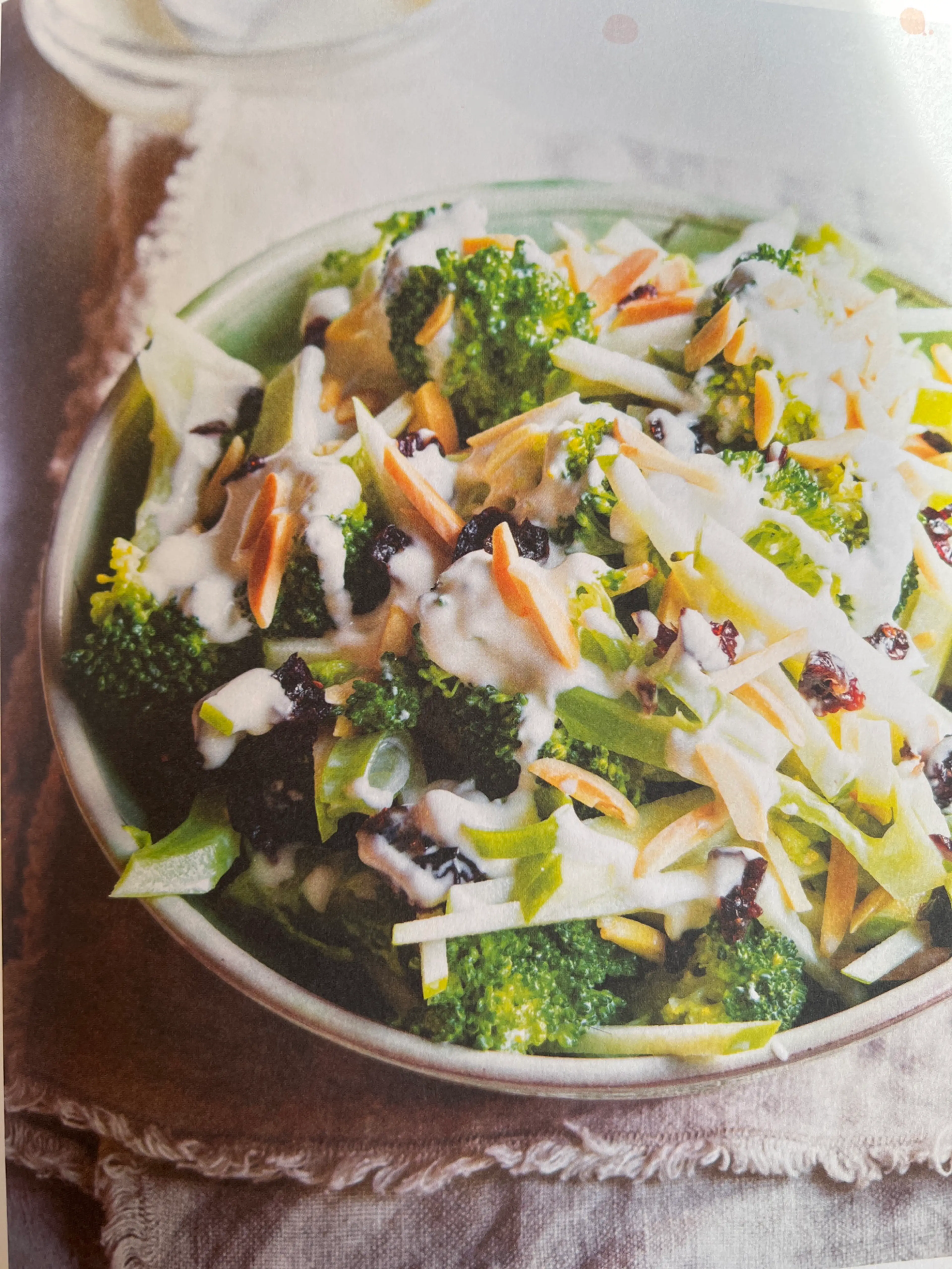 Broccoli, almond and cranberry salad