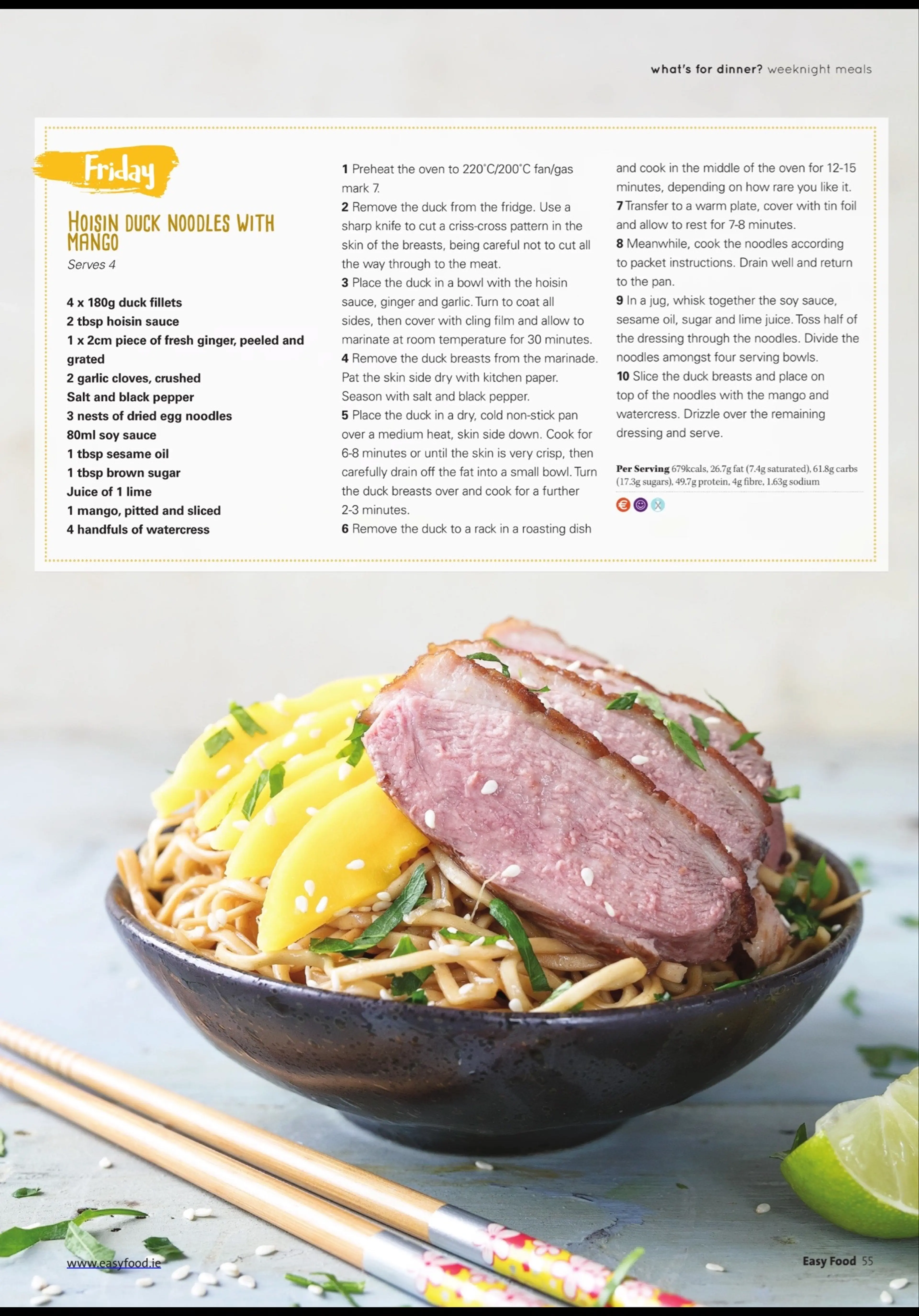 HOISIN DUCK NOODLES WITH MANGO