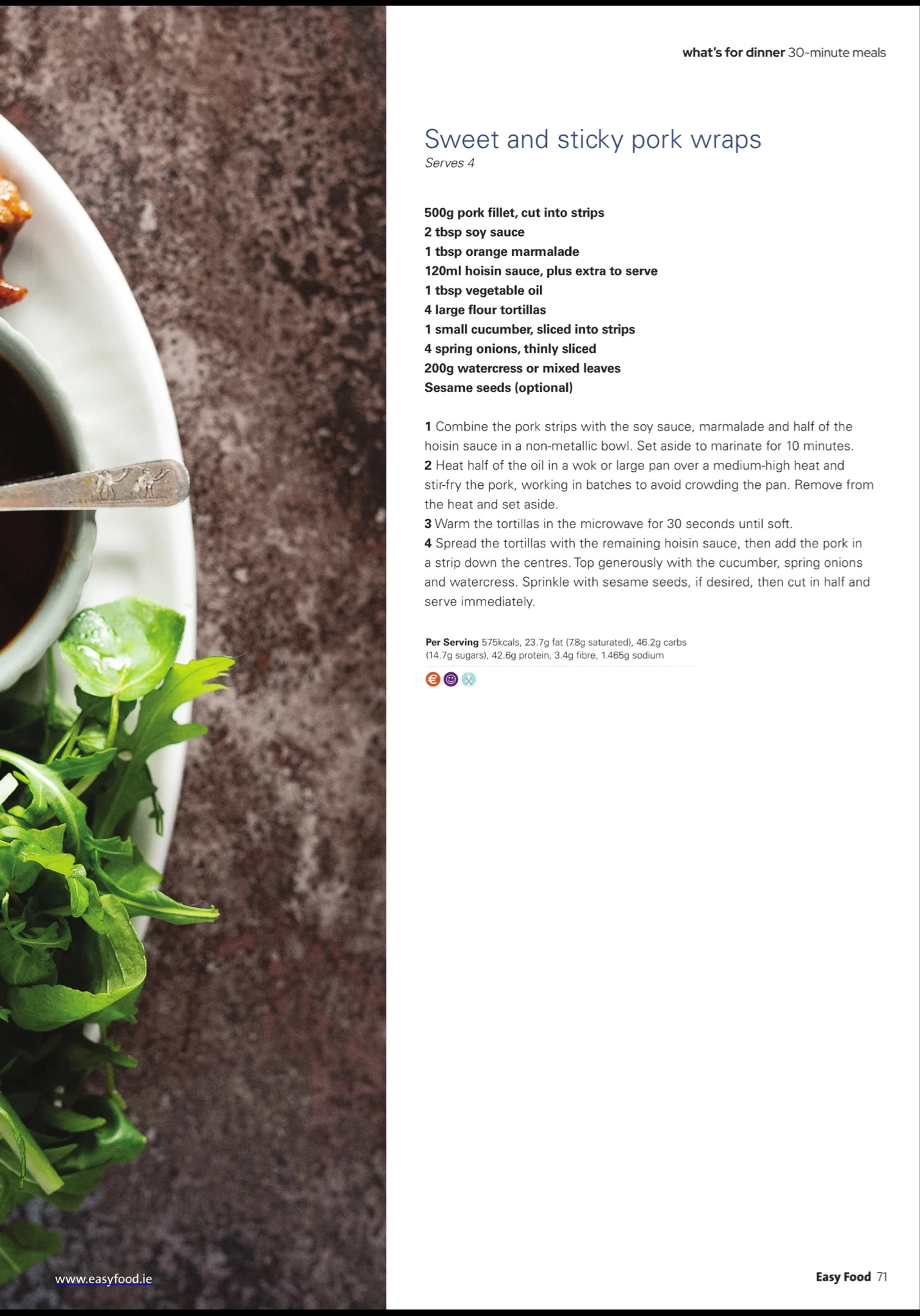 Sweet and sticky pork wraps