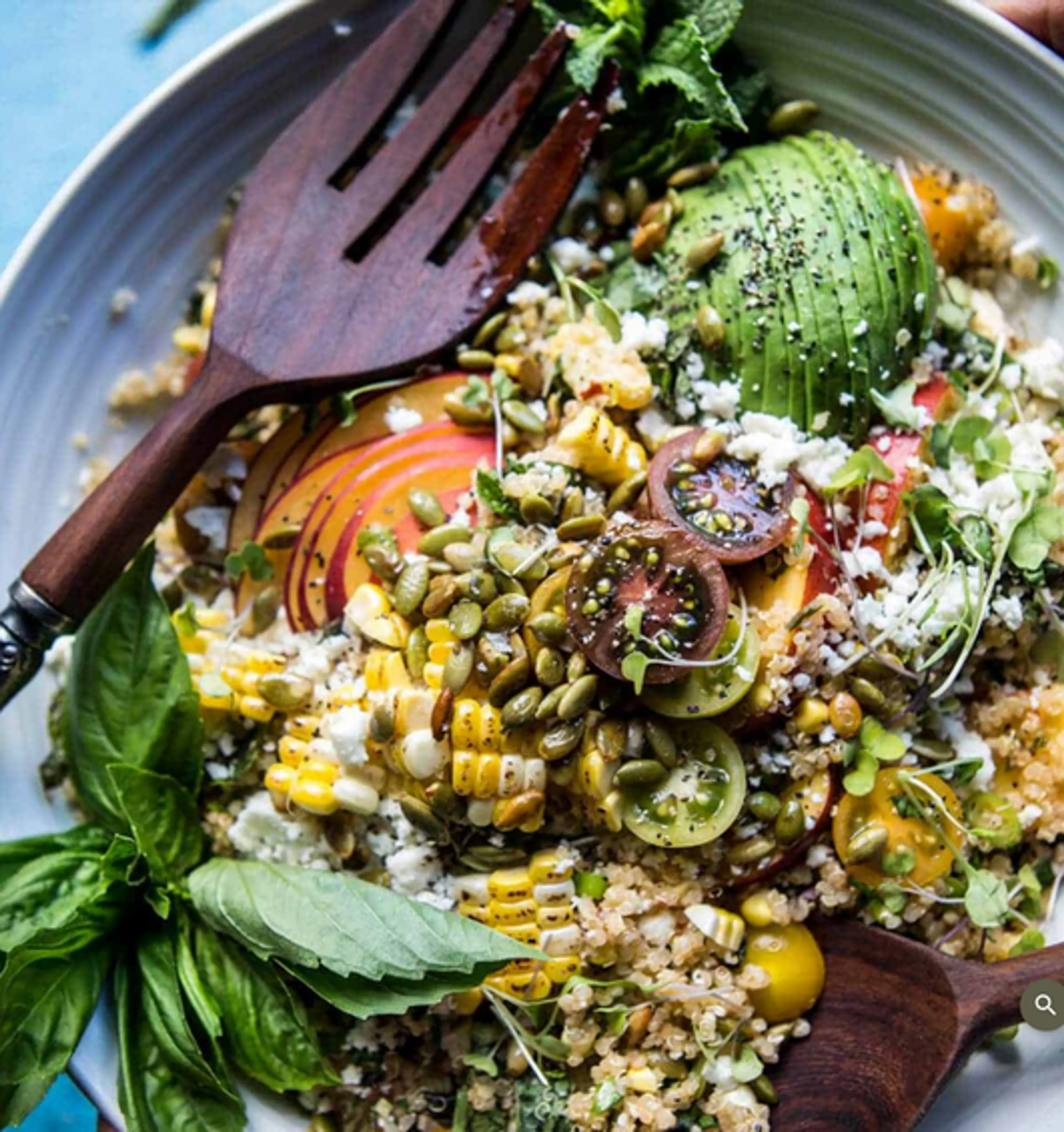 Thai Grilled Corn and Peach Quinoa Salad