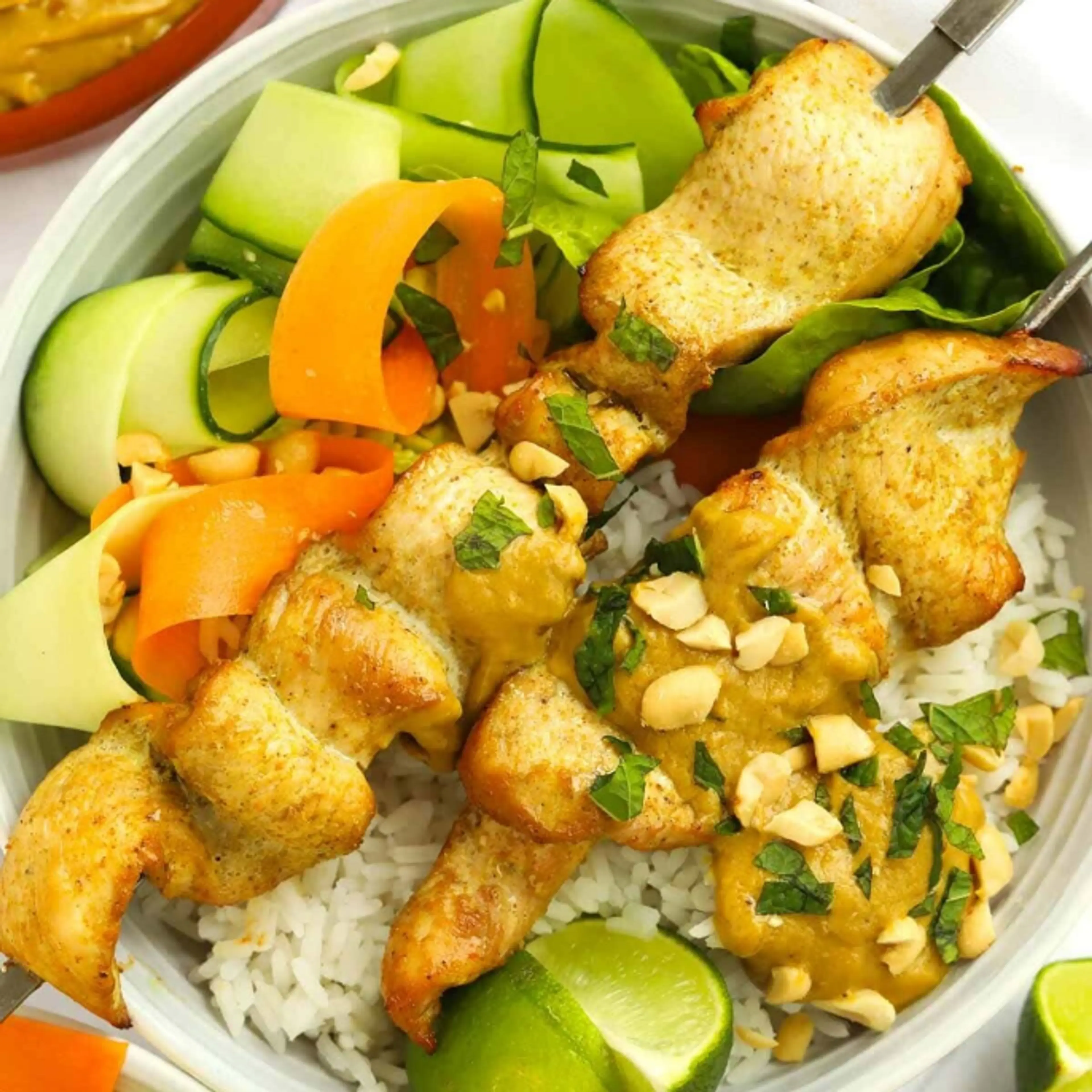 Chicken Satay Skewers {with Peanut Sauce}