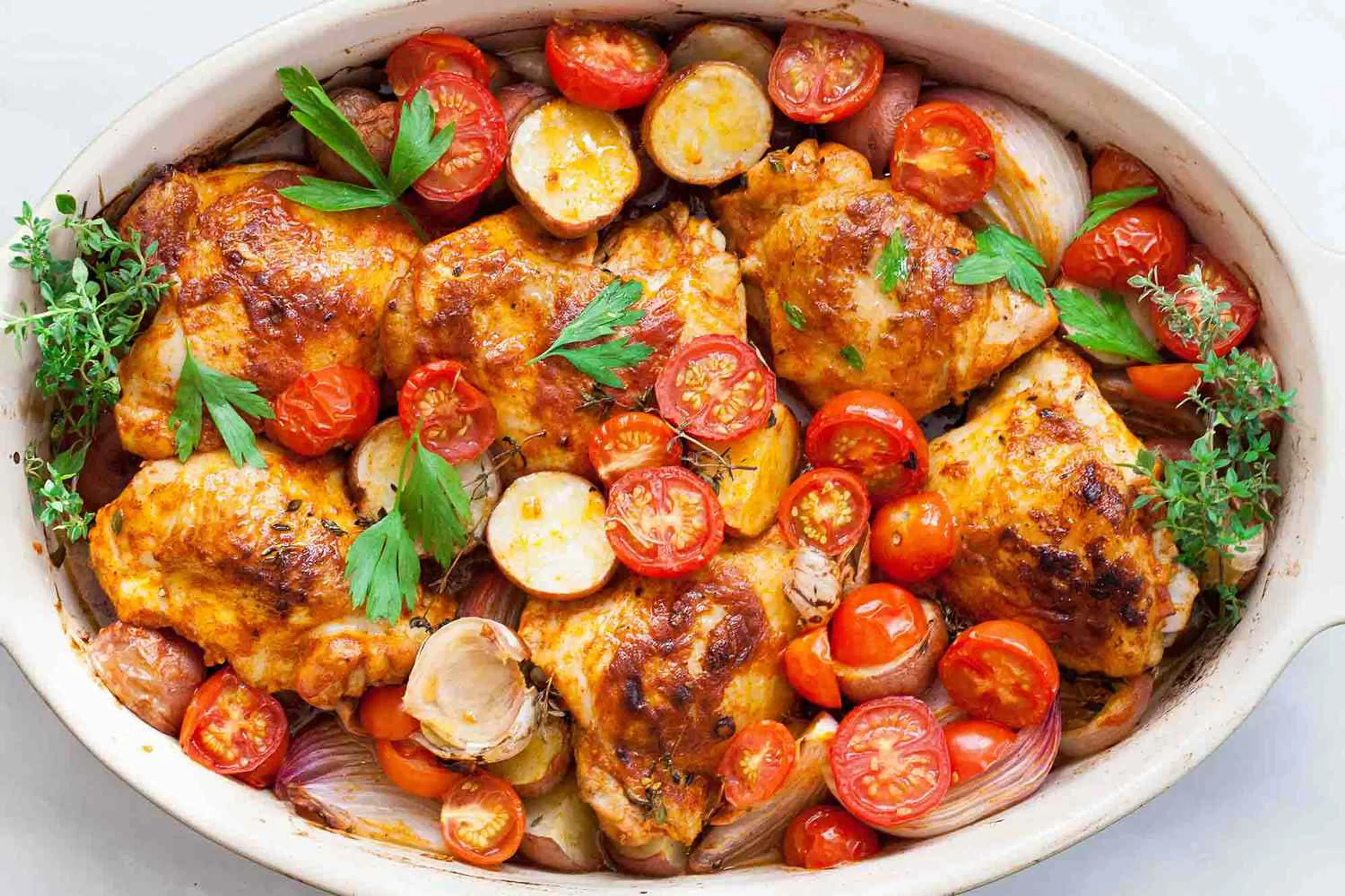 One-Pan Paprika Chicken with Potatoes and Tomatoes