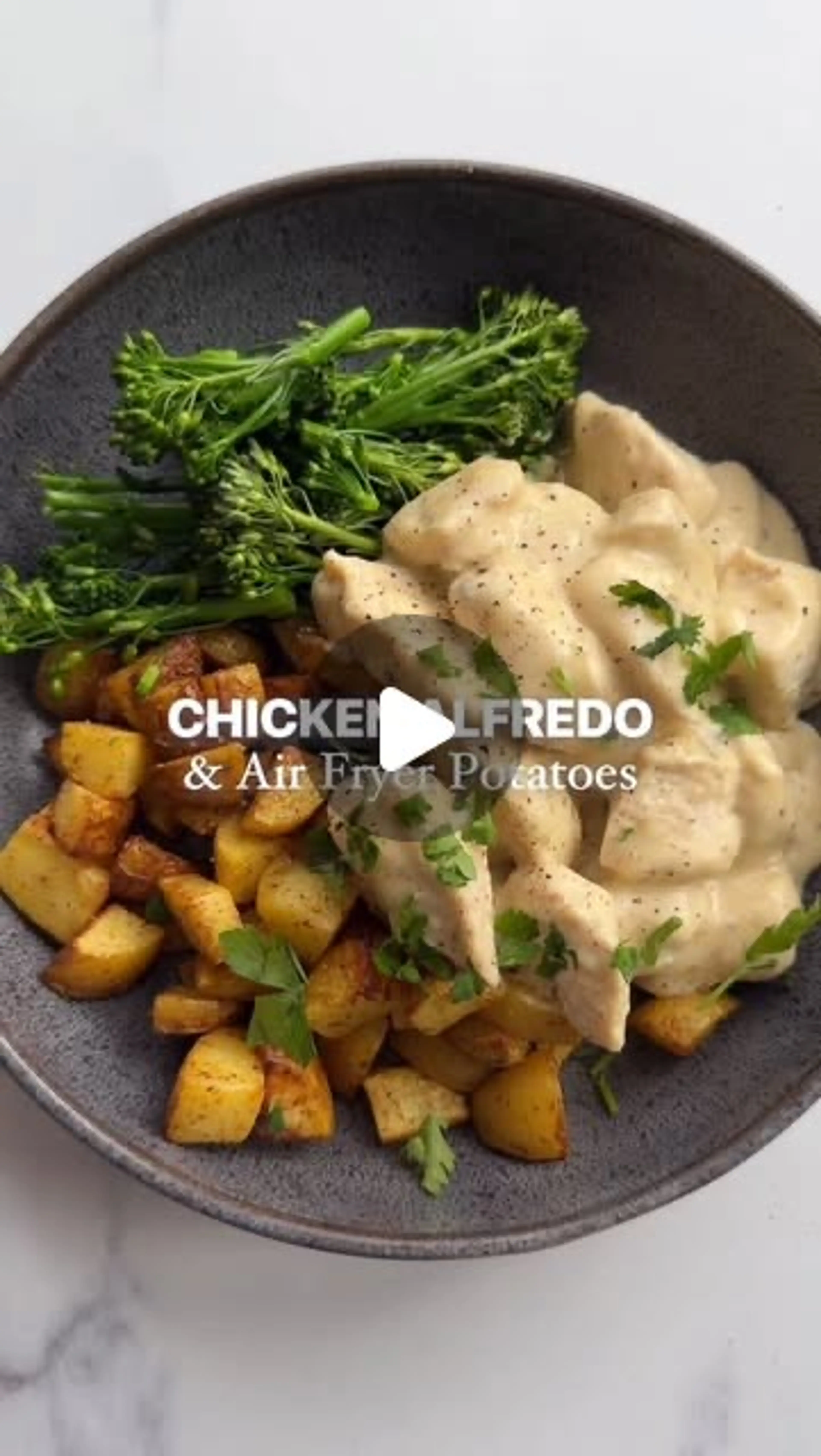 Chicken Alfredo with Air Fryer Cubed Potatoes