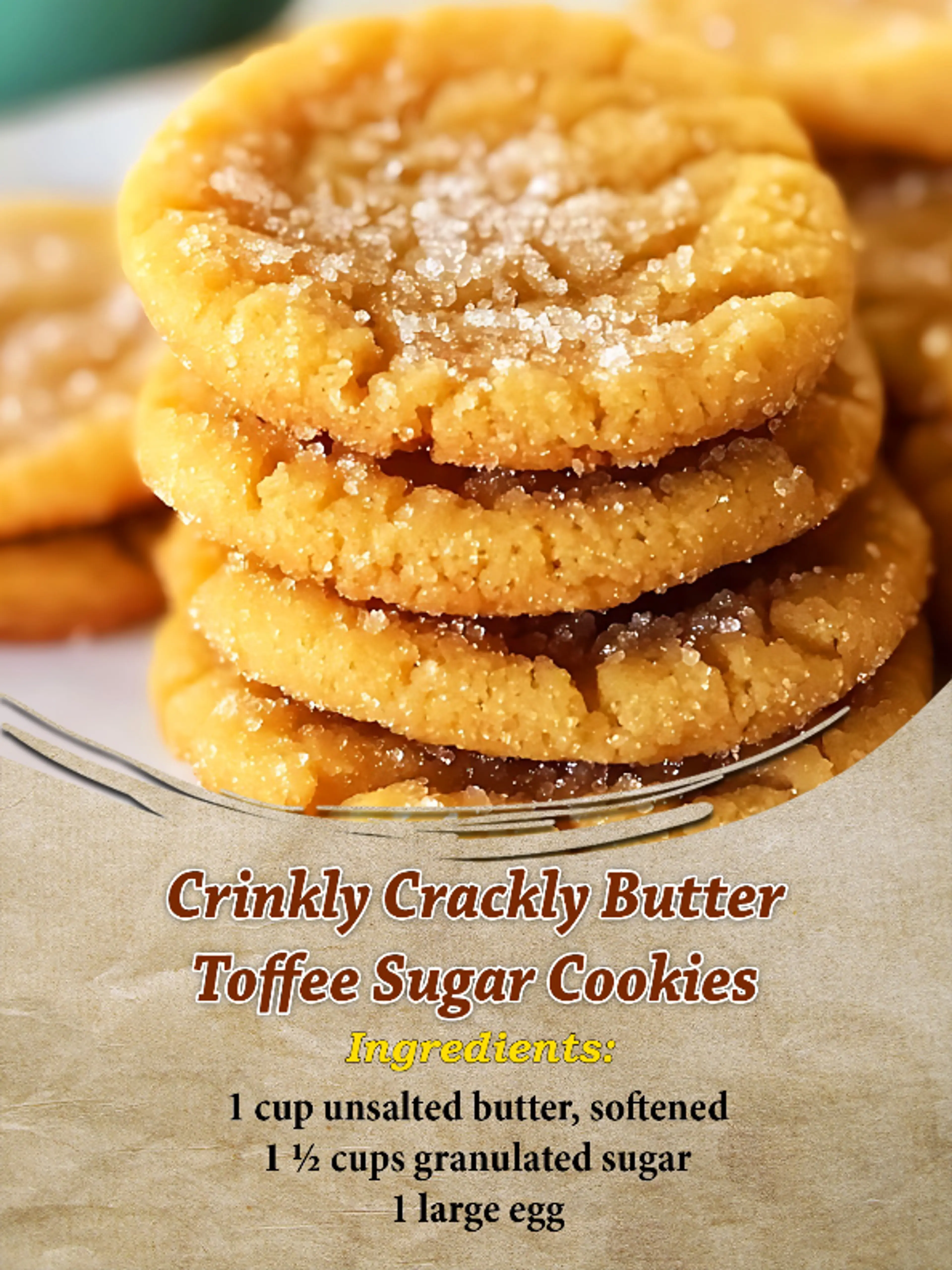 Crinkly Crackly Butter Toffee Sugar Cookies