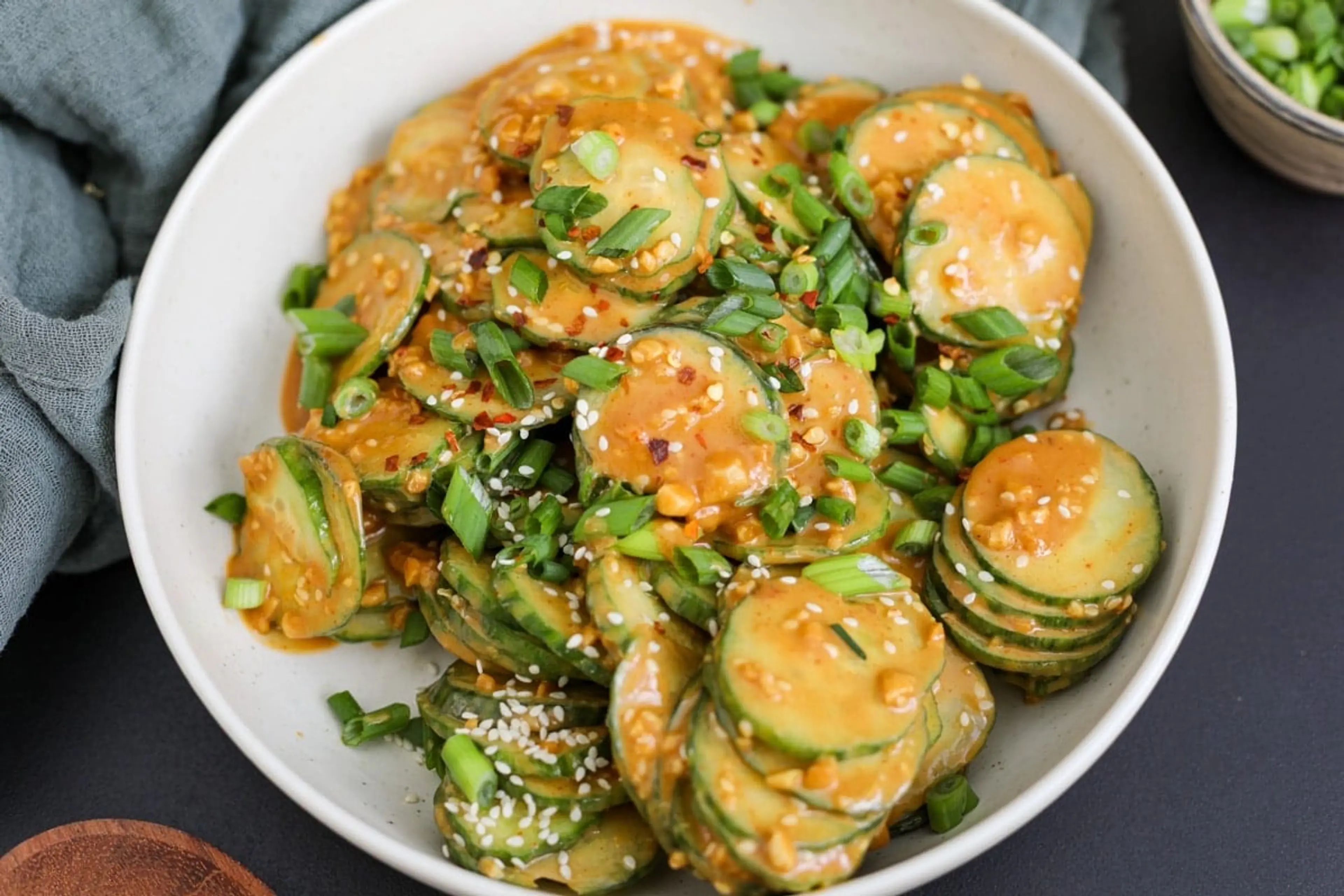Cucumber Salad with Spicy Peanut Dressing