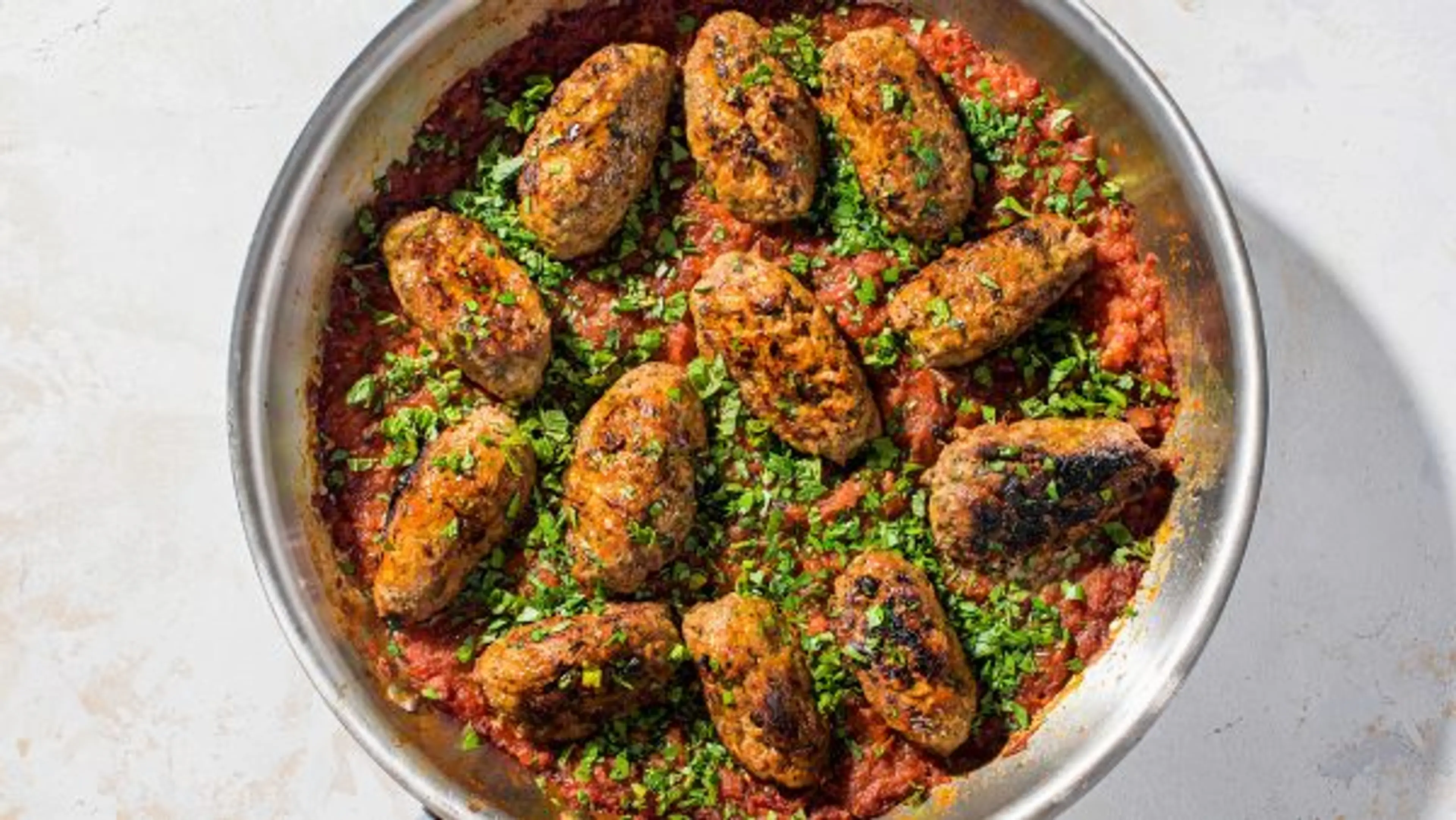 Greek Meatballs with Tomato Sauce (Soutzoukakia)