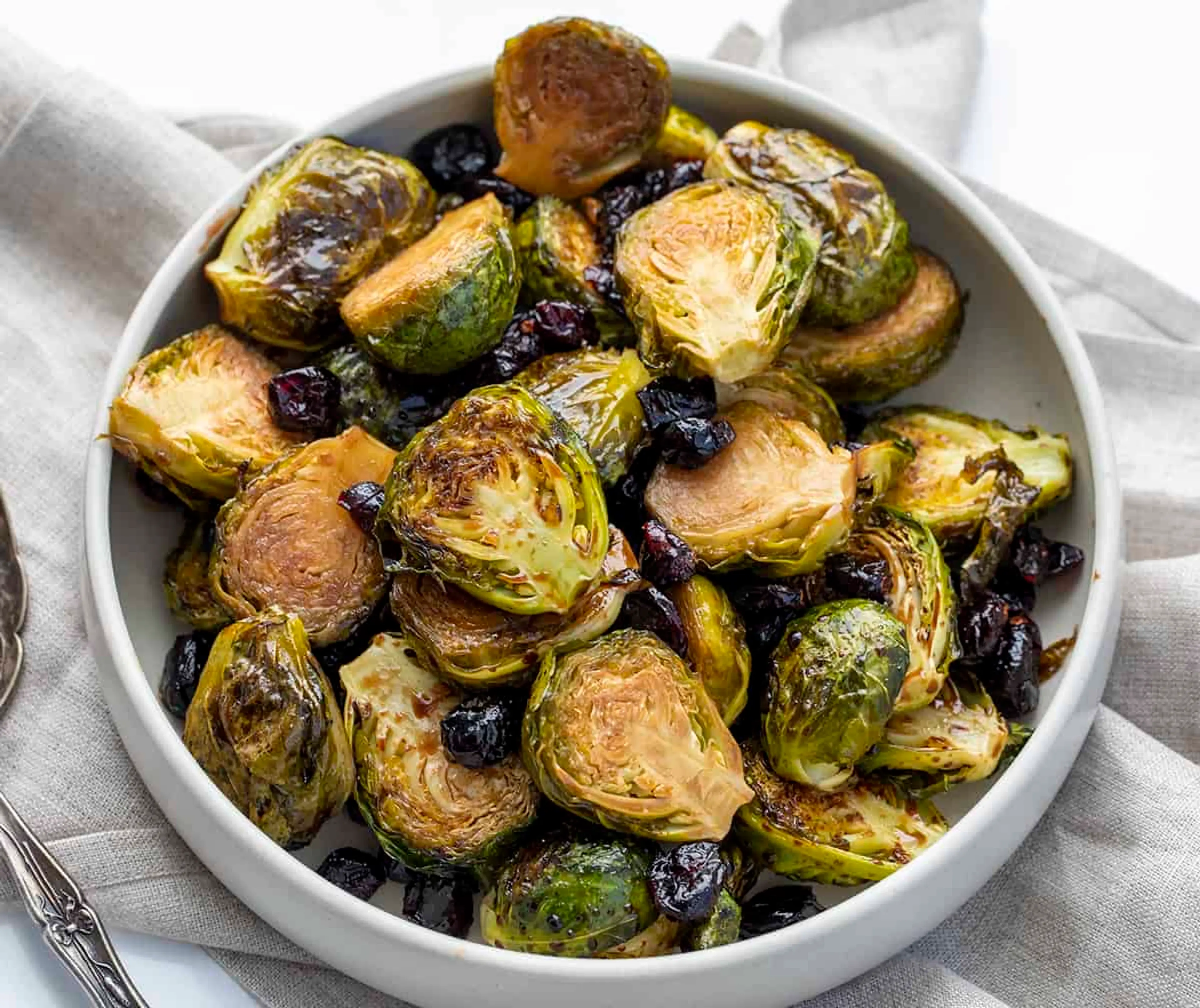 Balsamic and Cranberry Roasted Brussels Sprouts