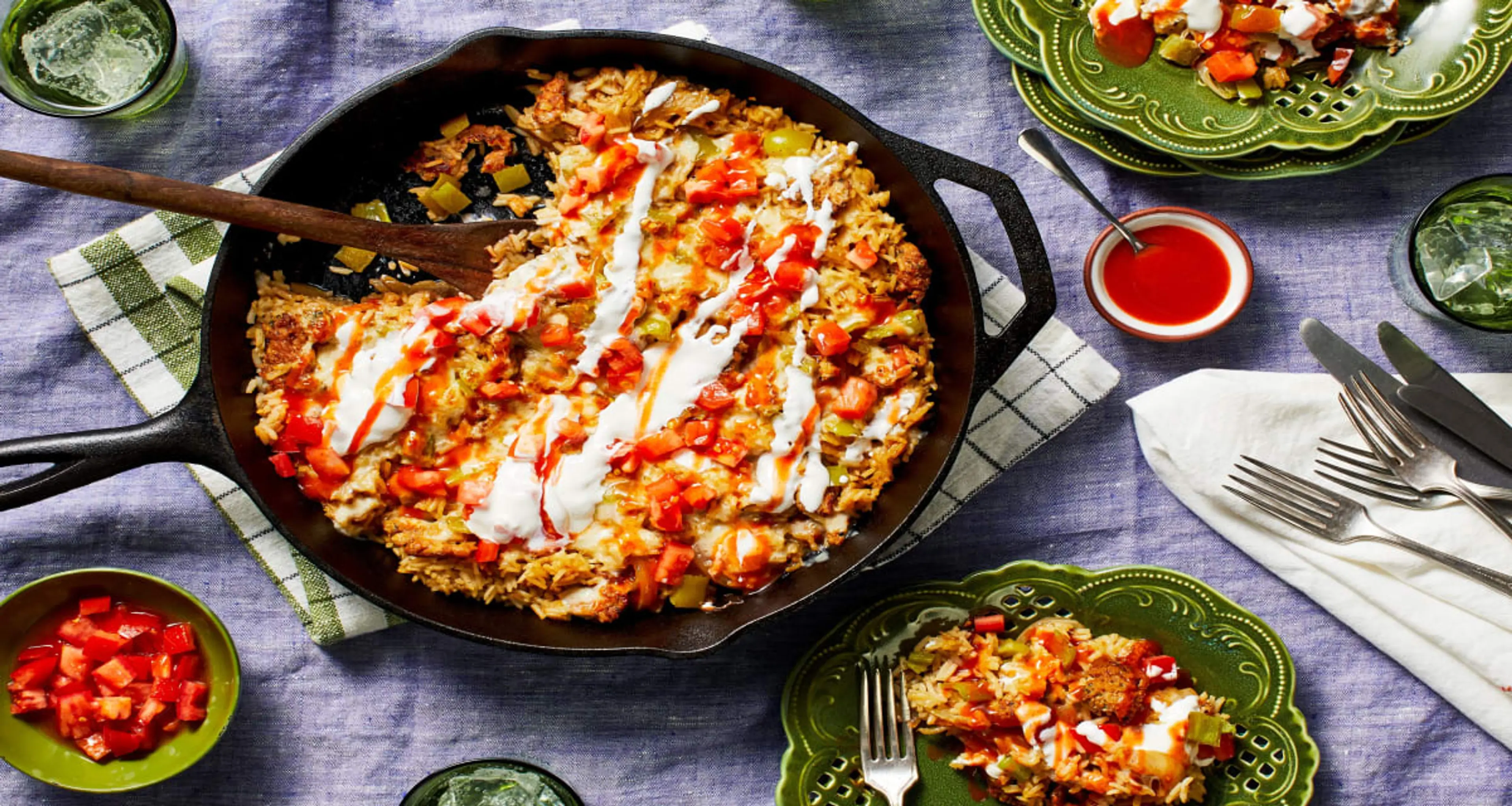 Southwest Chicken Sausage and Rice Skillet with Salsa Fresca