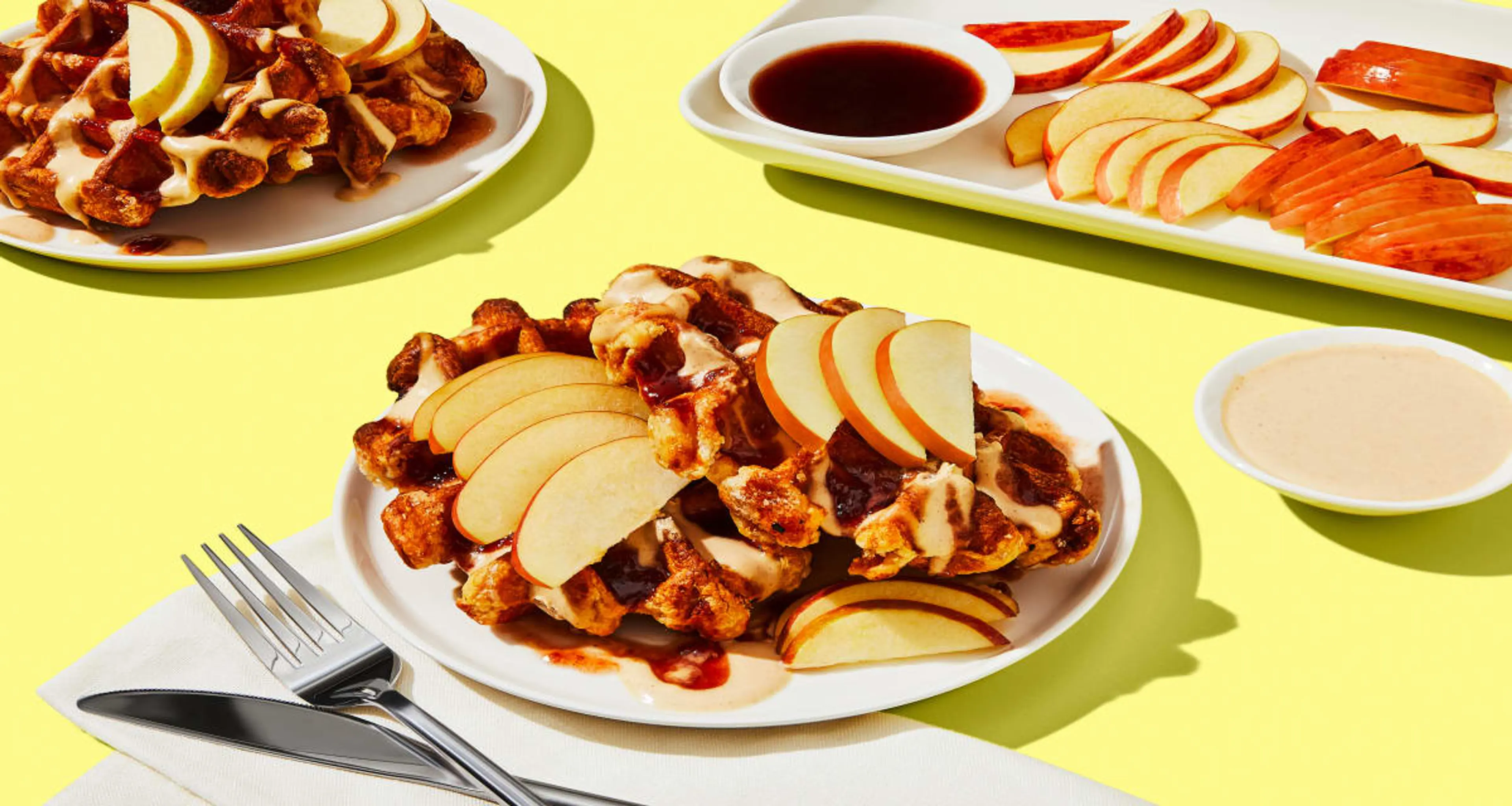 Peanut Butter & Cherry Belgian Waffles with Jammy Honey Sauc