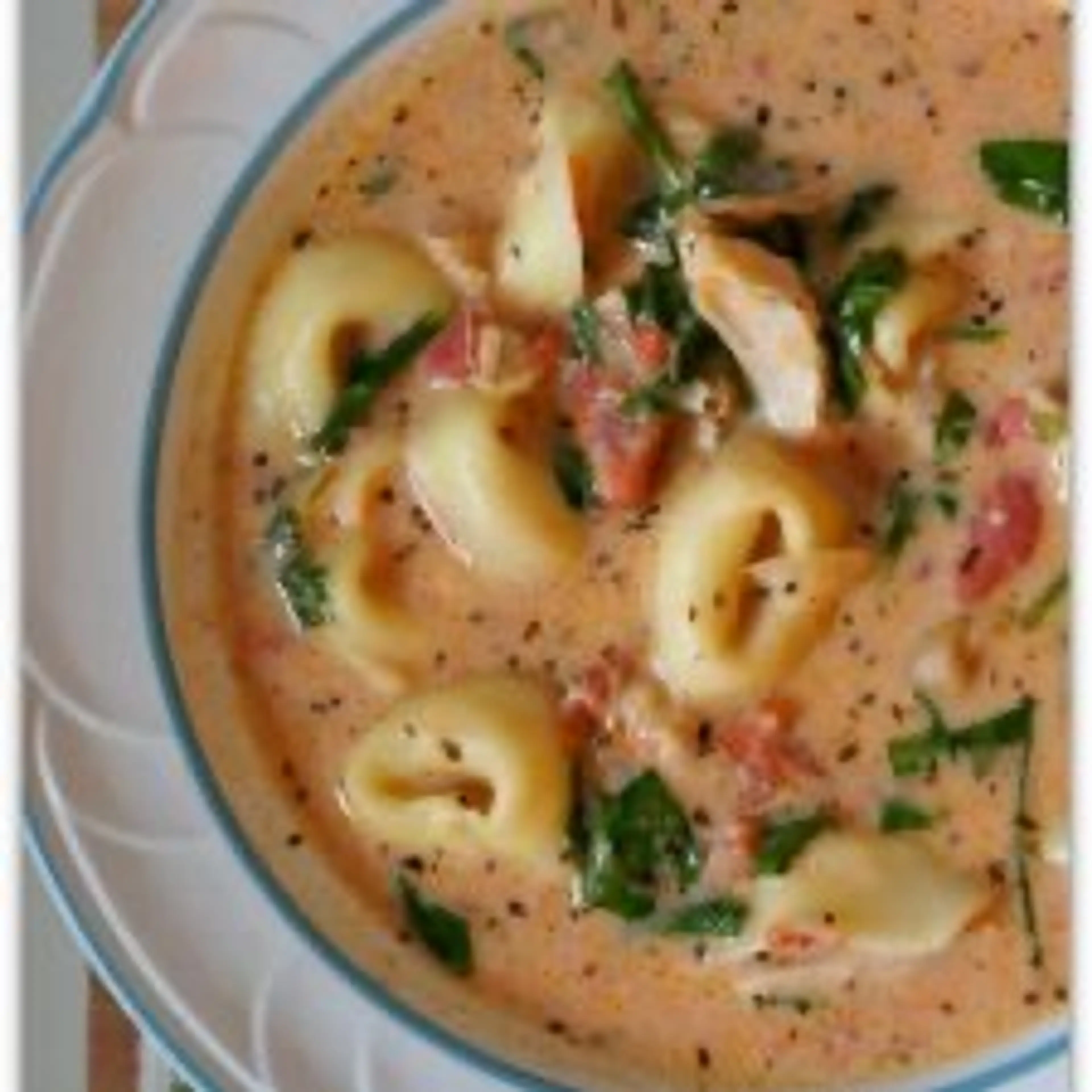 Slow Cooker Creamy Tortellini, Spinach and Chicken Soup
