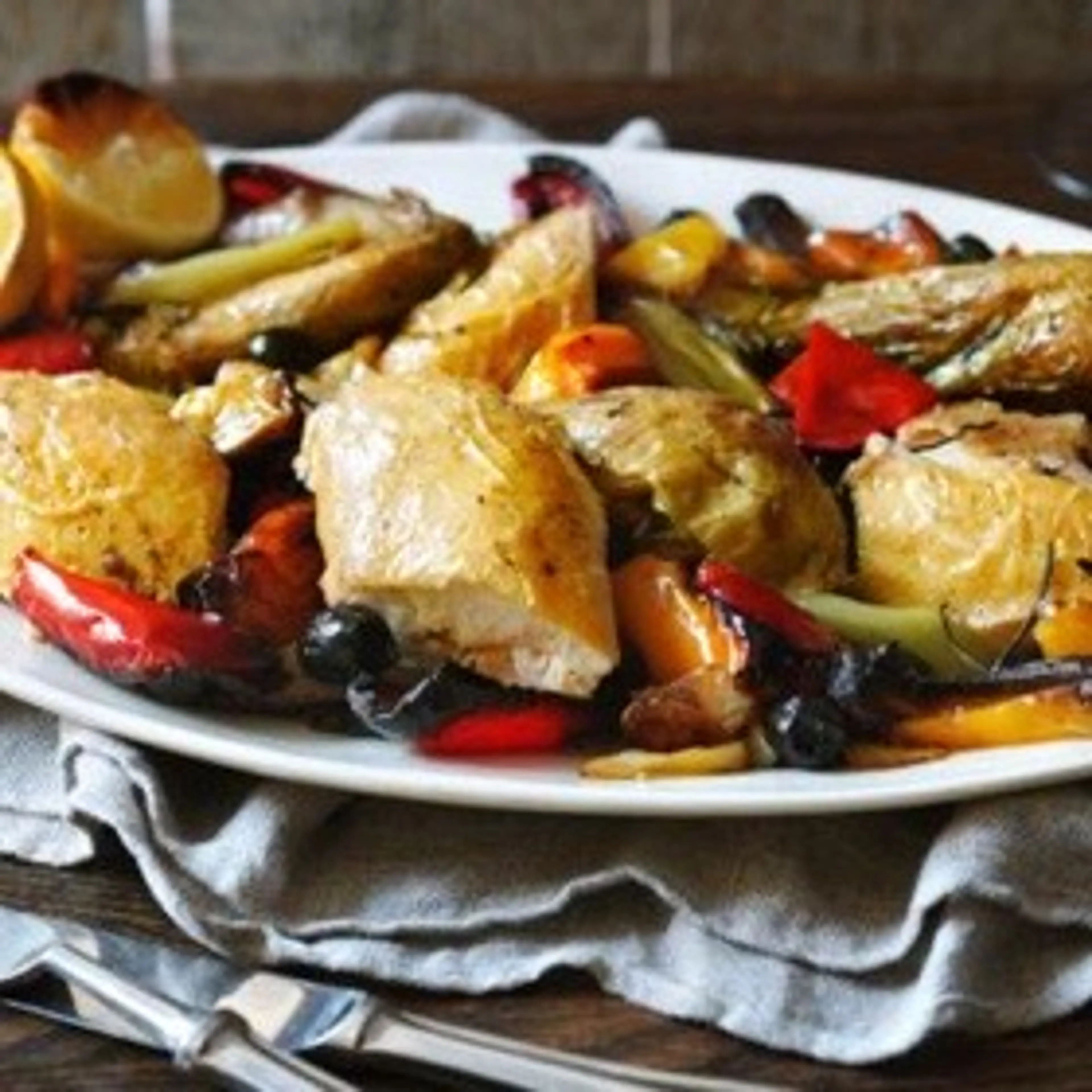 Italian Roast Chicken with Peppers and Olives