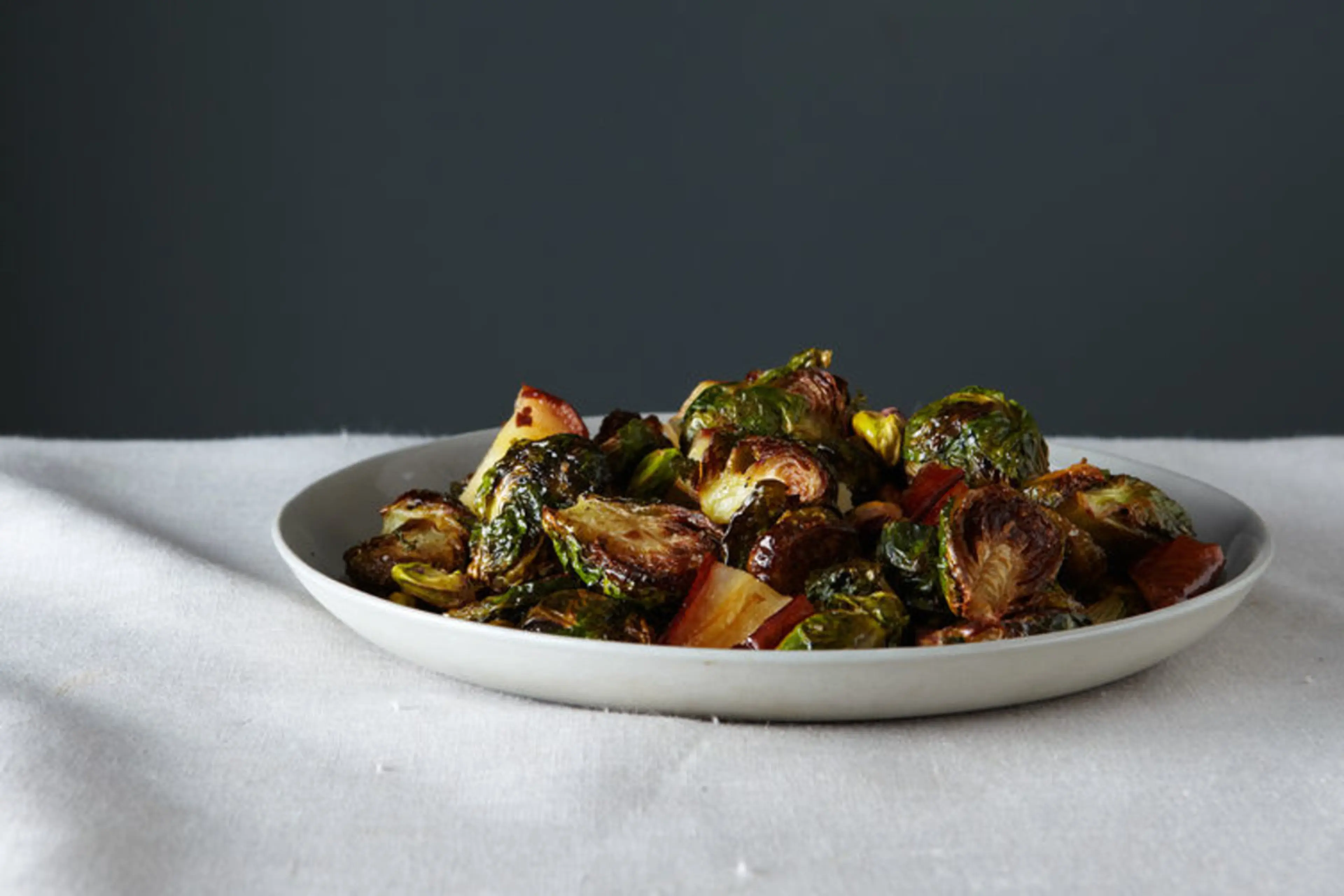 Roasted Brussel Sprouts With Pear and Pistachio