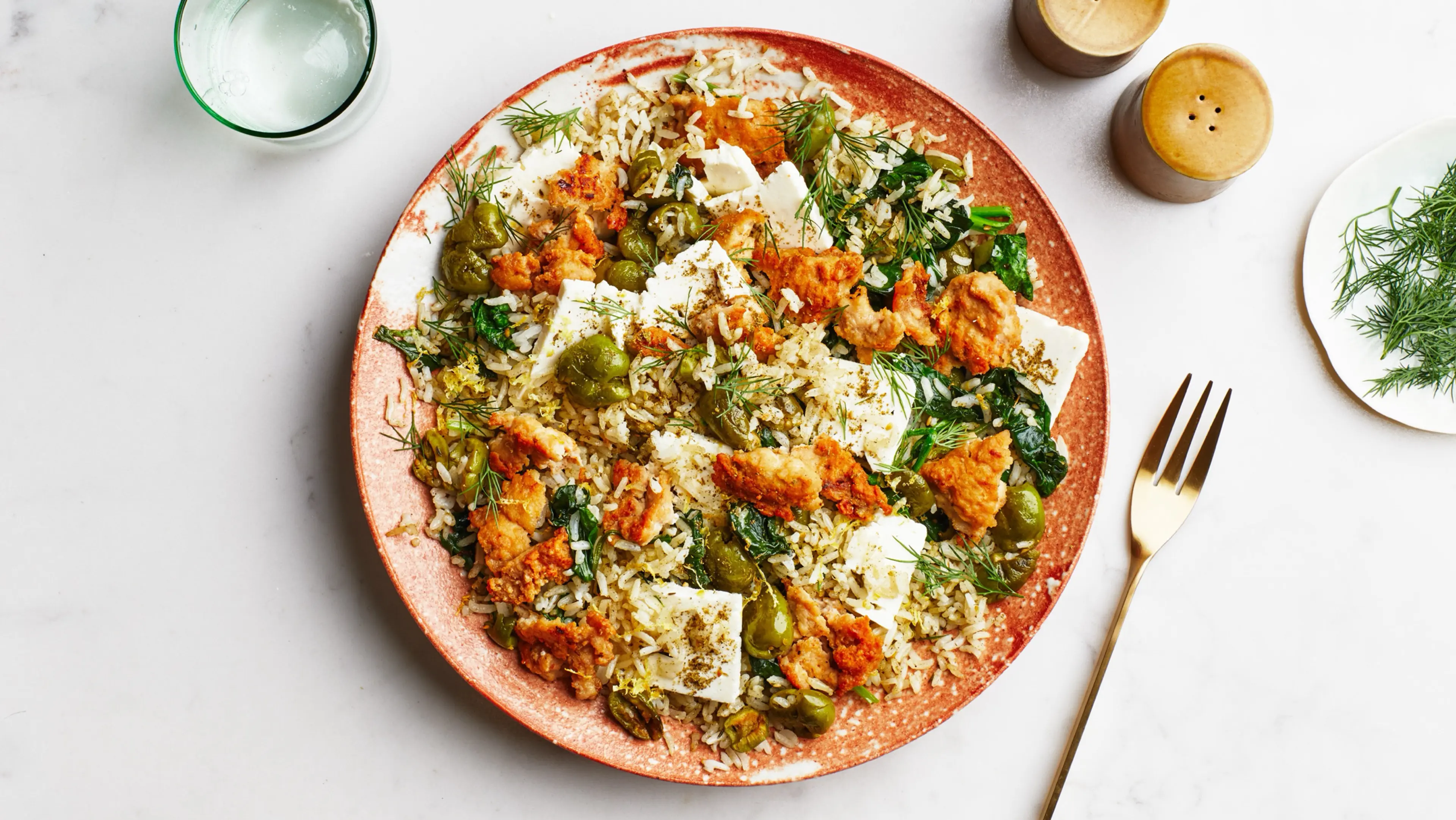 Crispy Chicken With Za'atar-Olive Rice