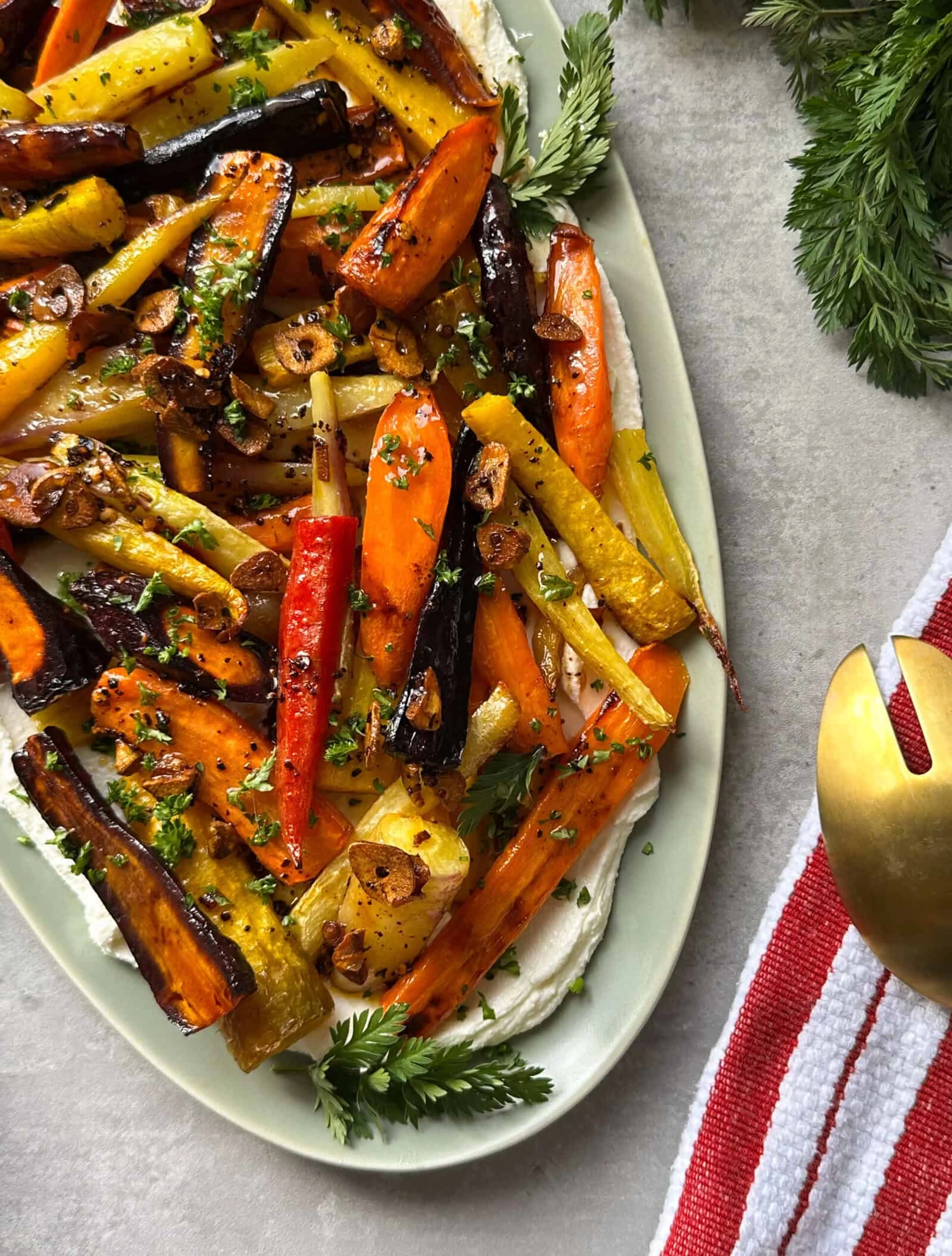 Honey Roasted Carrots with Whipped Feta & Crispy Garlic