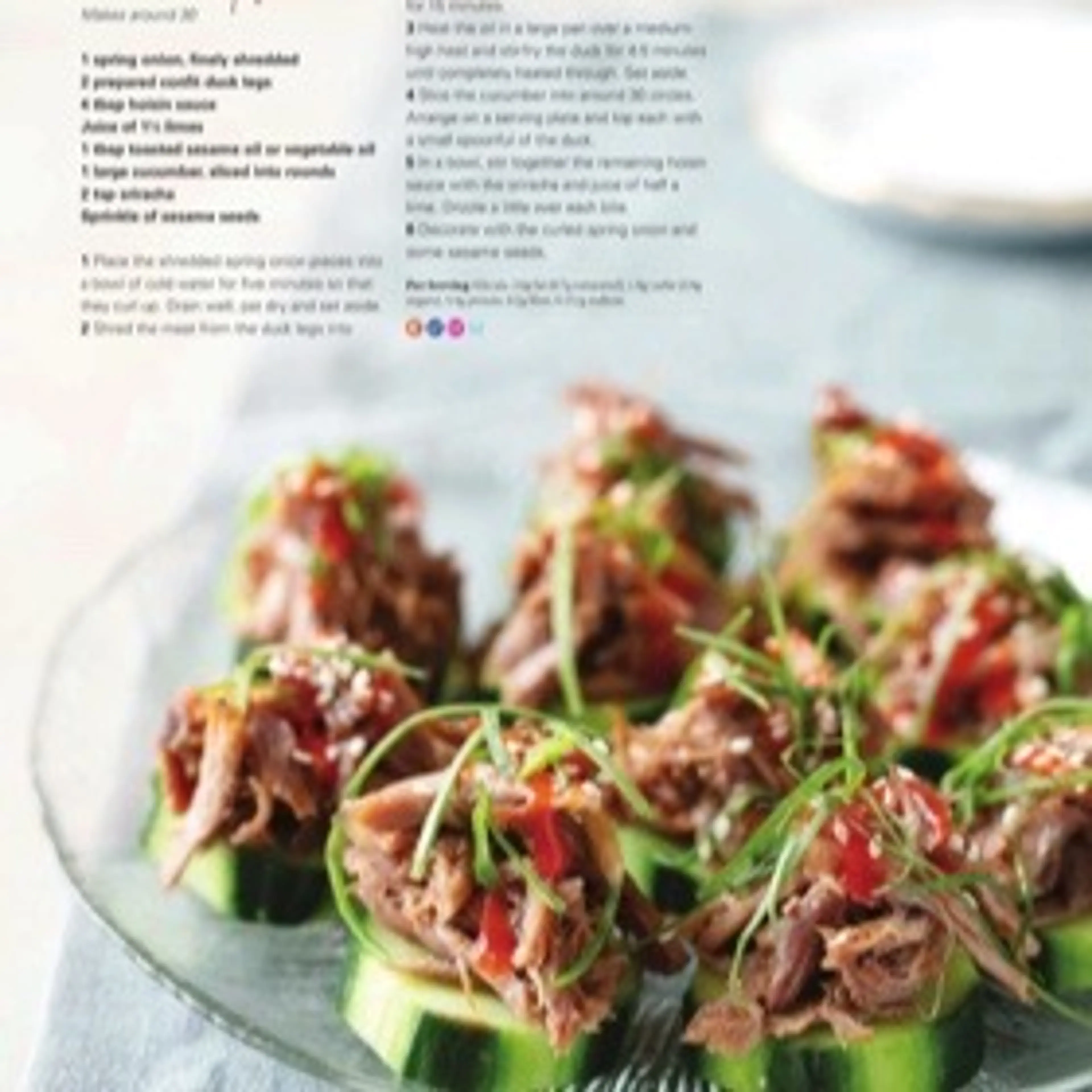 Hoisin duck and Cucumber Bites