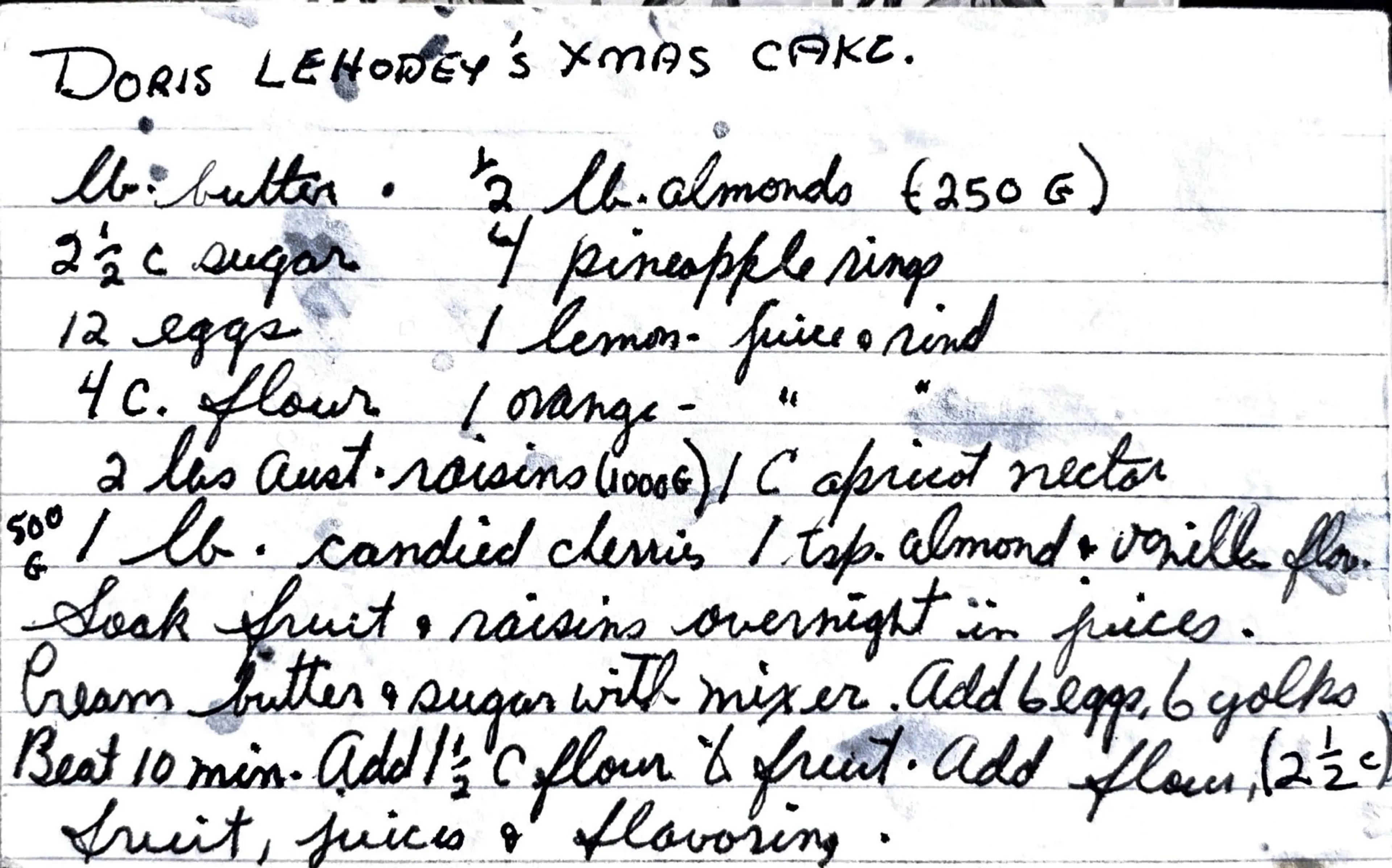Doris Lehodey's Xmas Cake