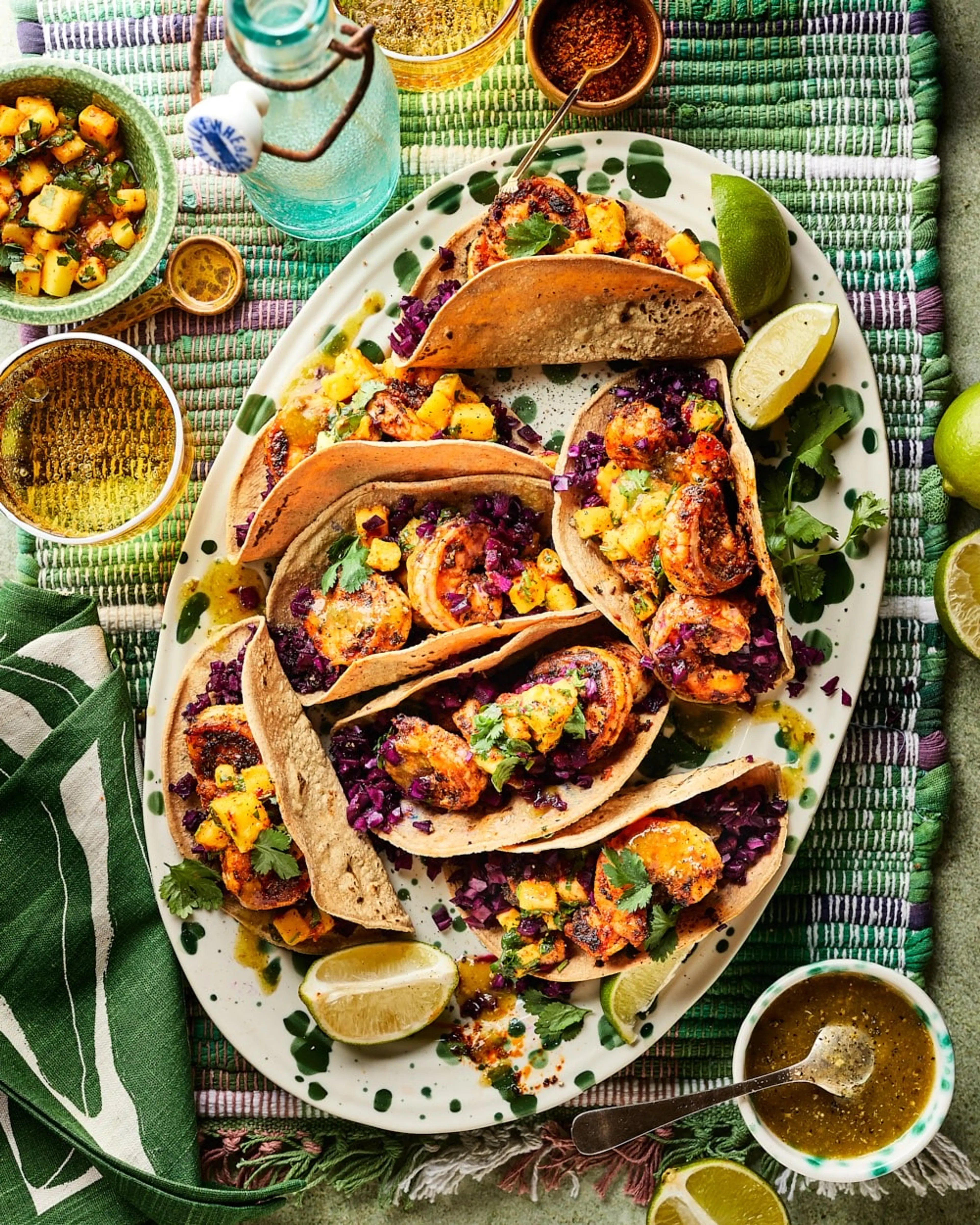 Taco’s met cajun garnalen en mango