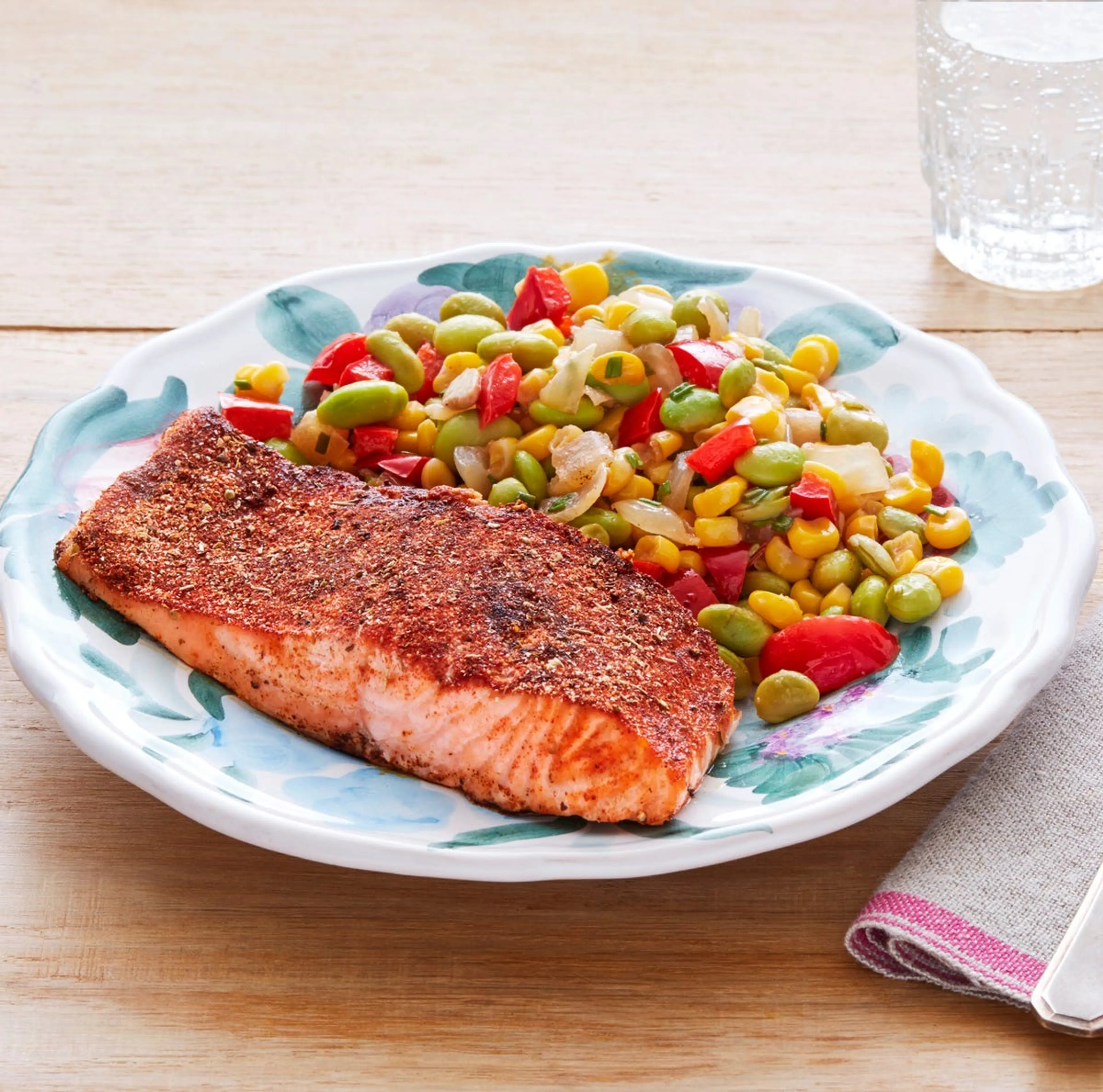 Blackened Salmon with Edamame Succotash