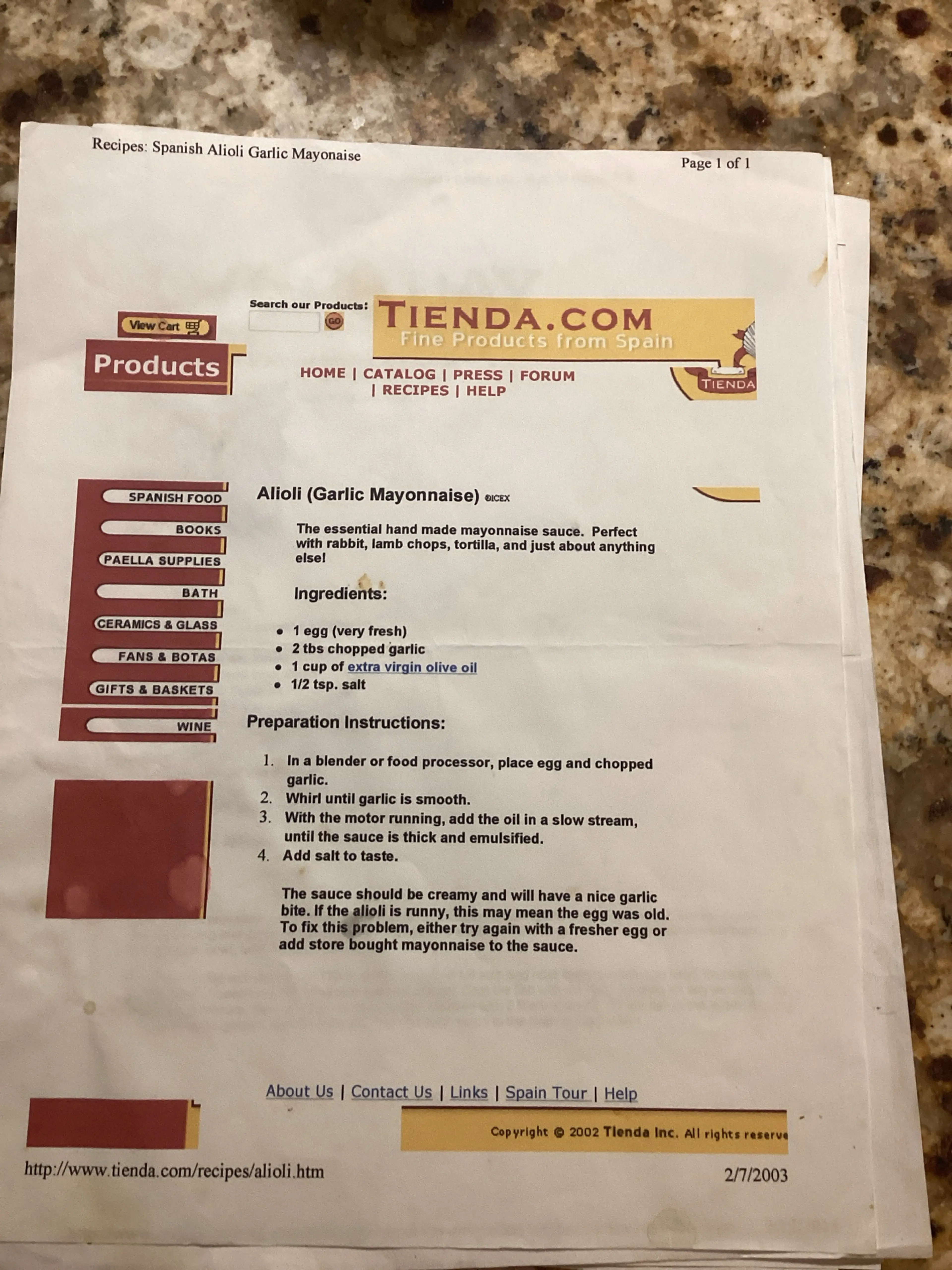 Alioli (Garlic Mayonnaise)