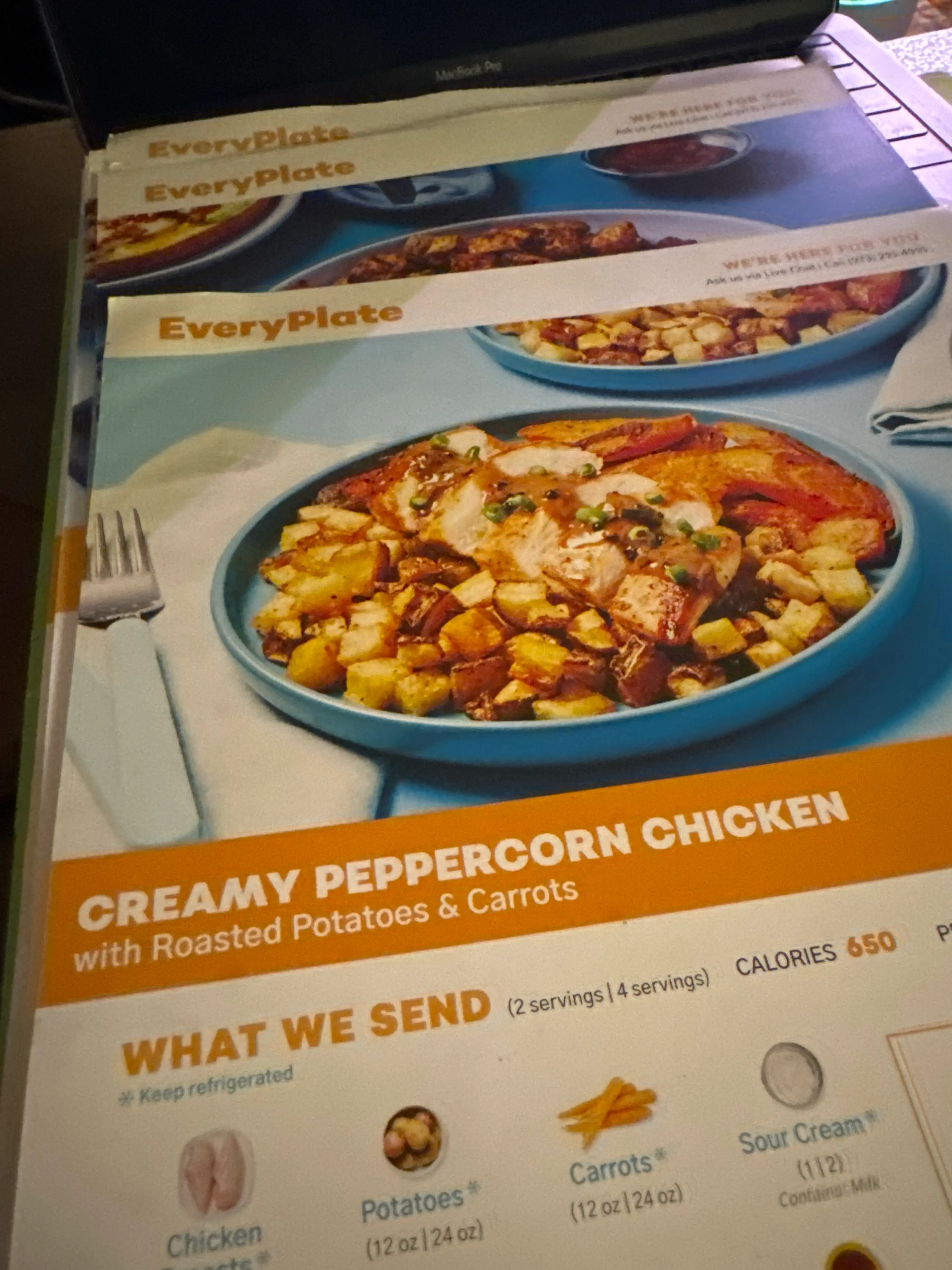 CREAMY PEPPERCORN CHICKEN with Roasted Potatoes & Carrots