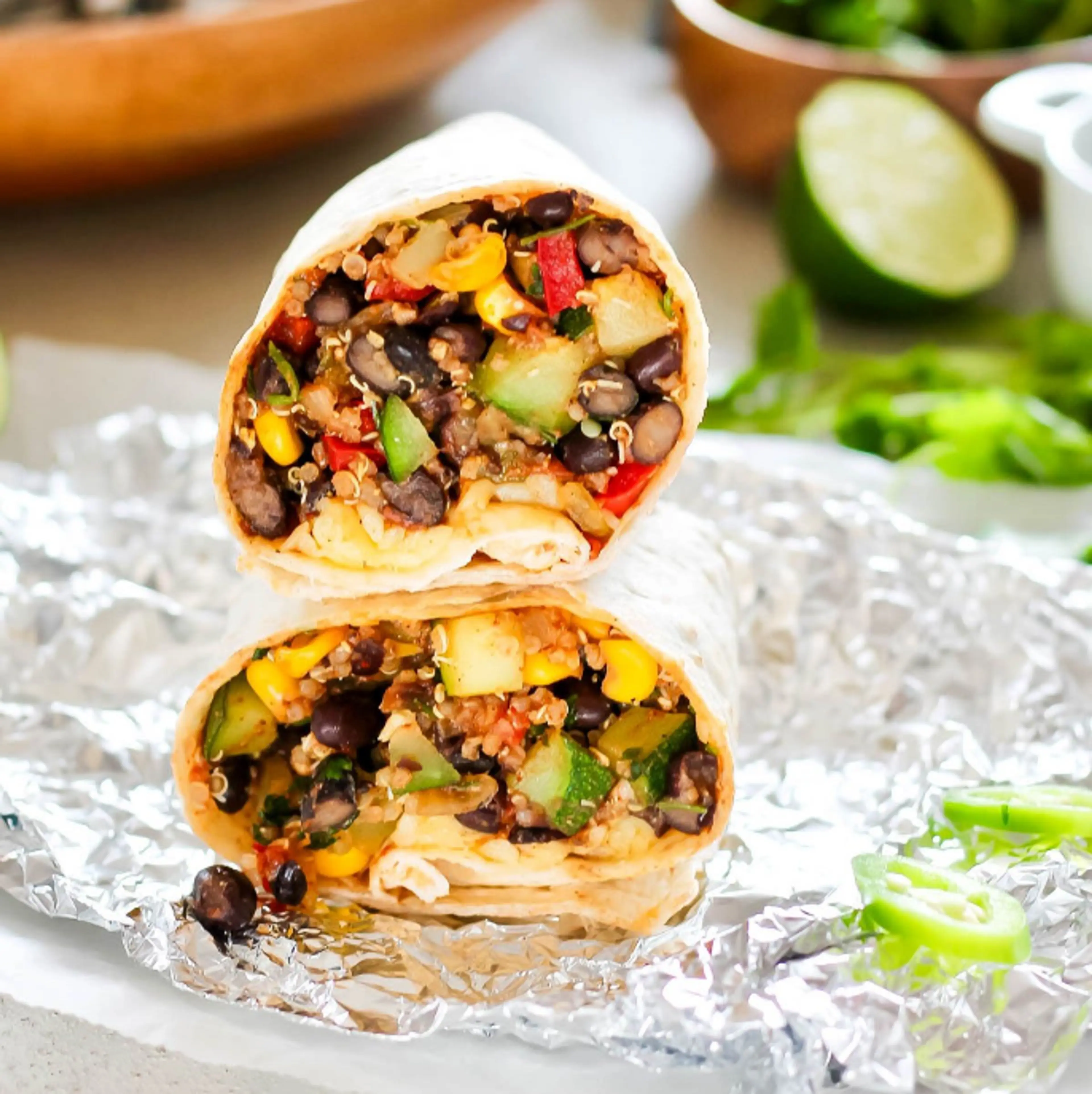 Black Bean and Quinoa Freezer Burritos