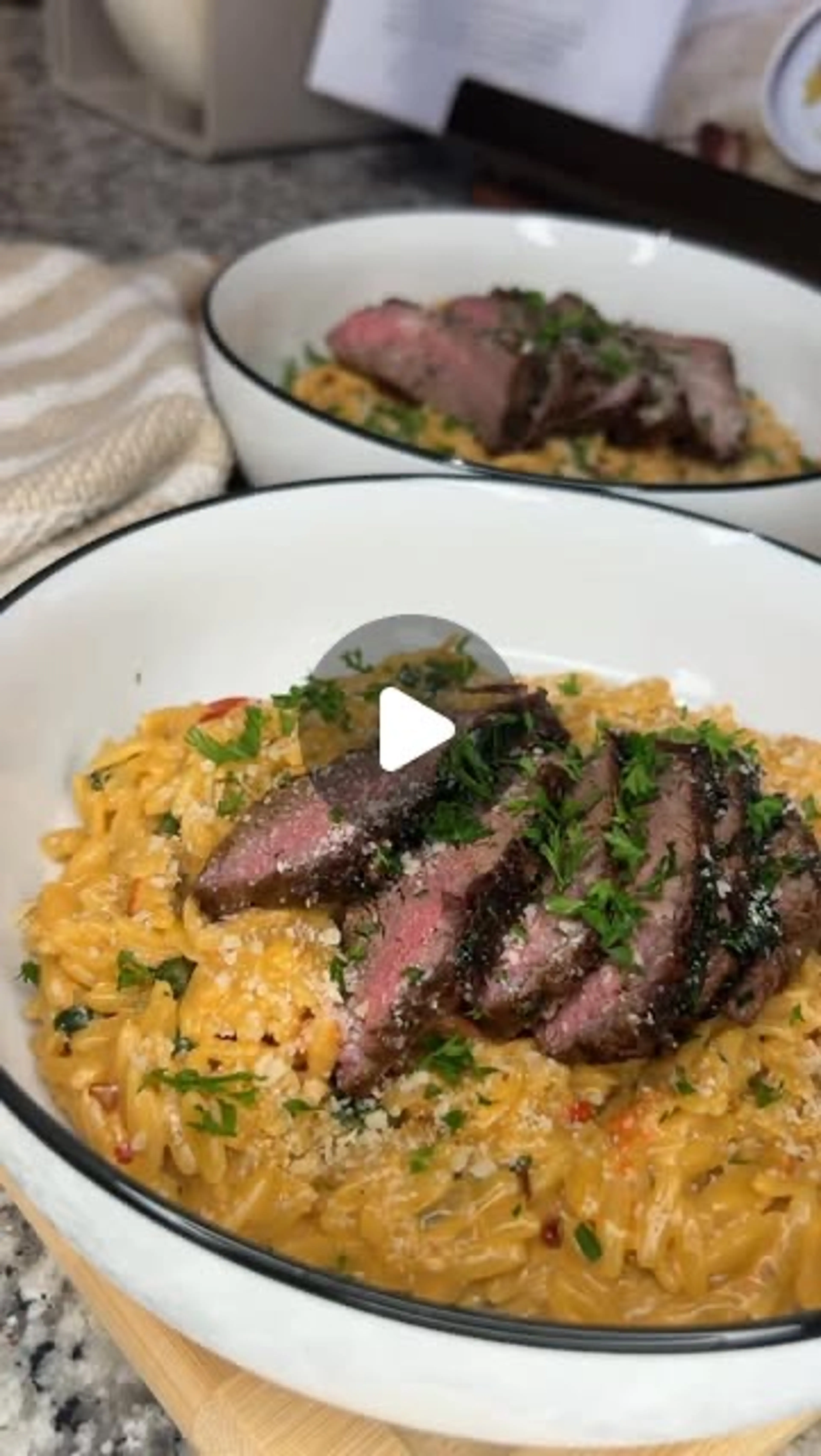 This Creamy Tomato Orzo with Seared Steak Is Definitely Movi