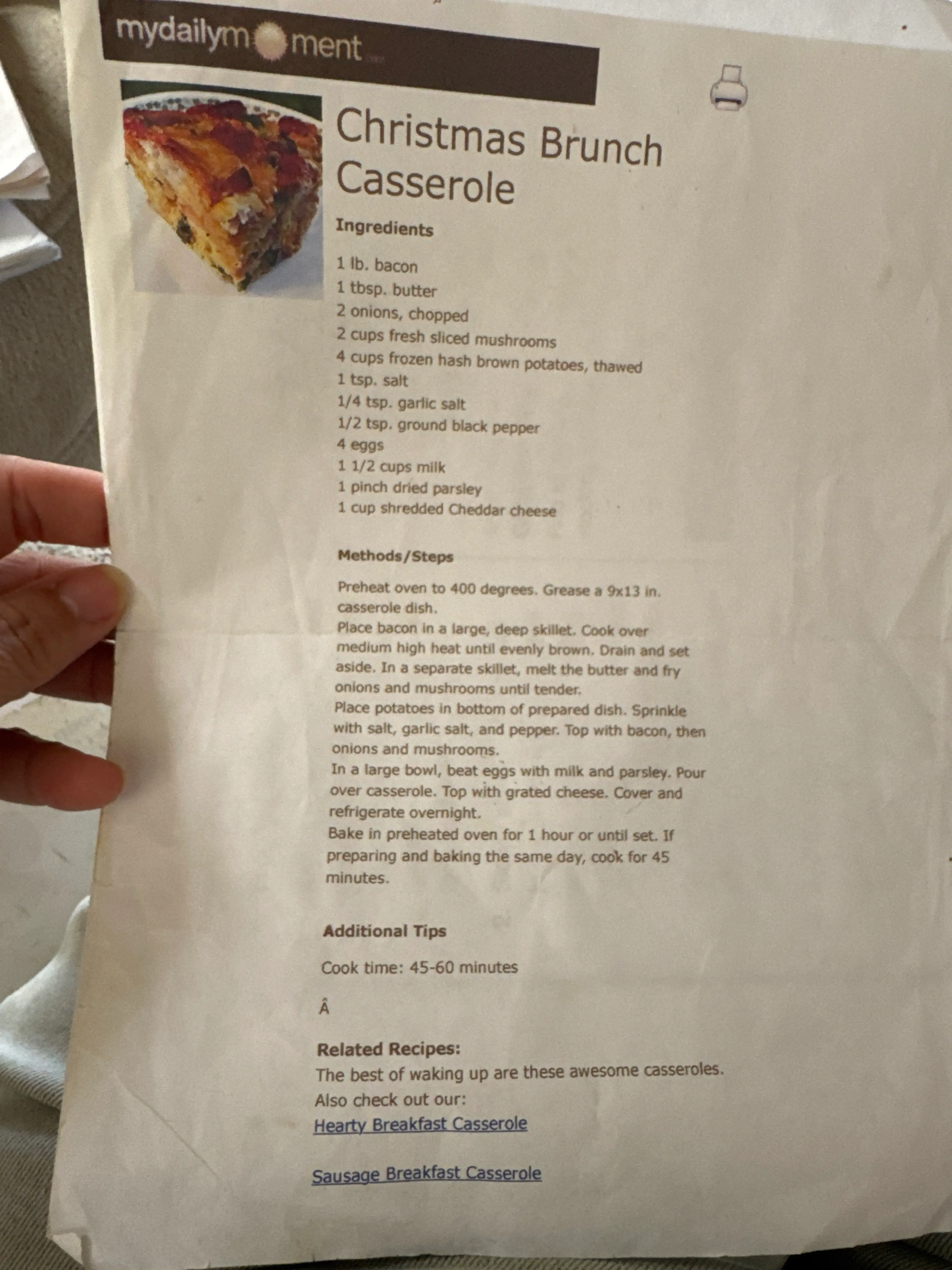 Christmas brunch casserole