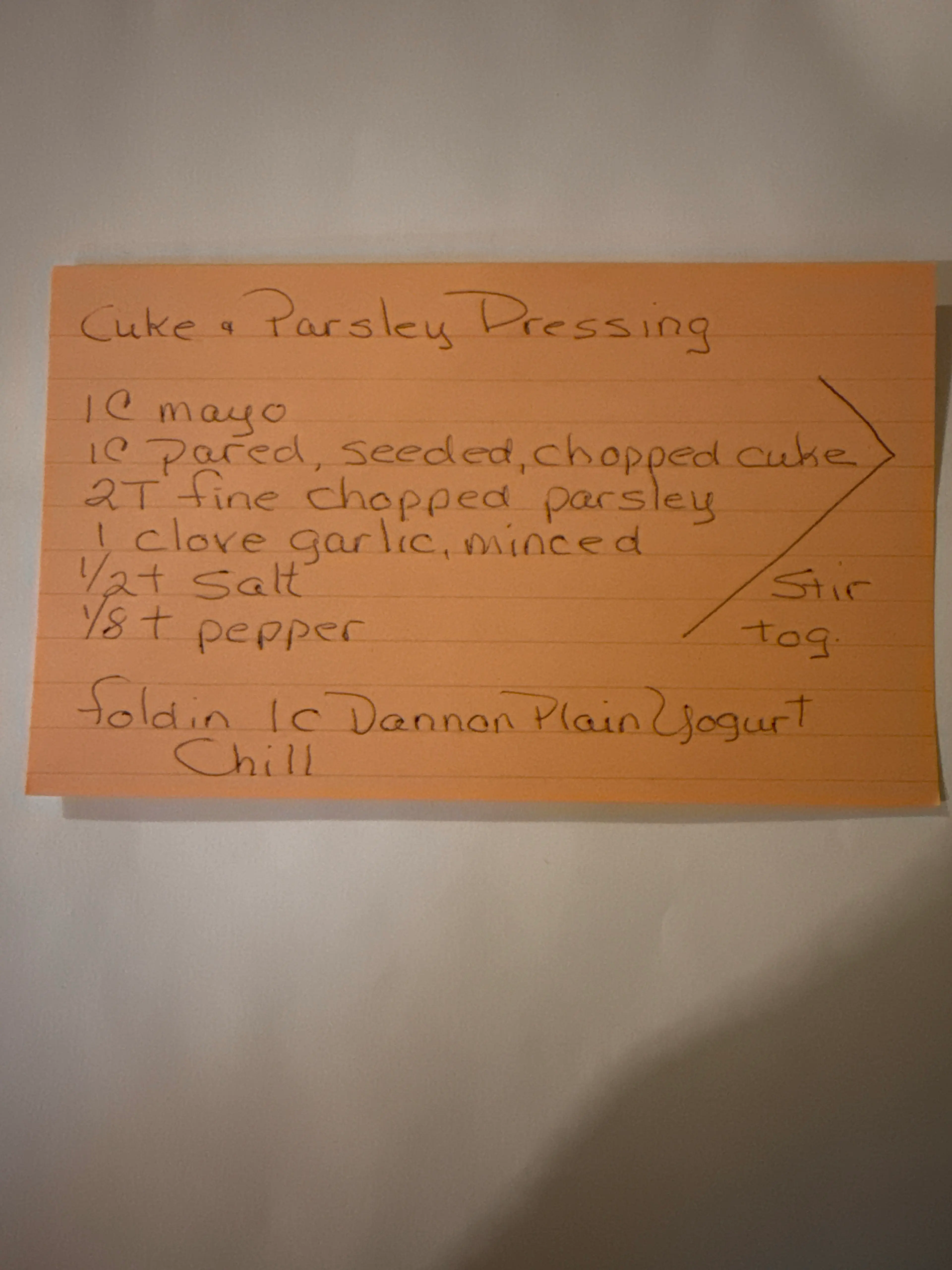 Cucumber And Parsley Dressing