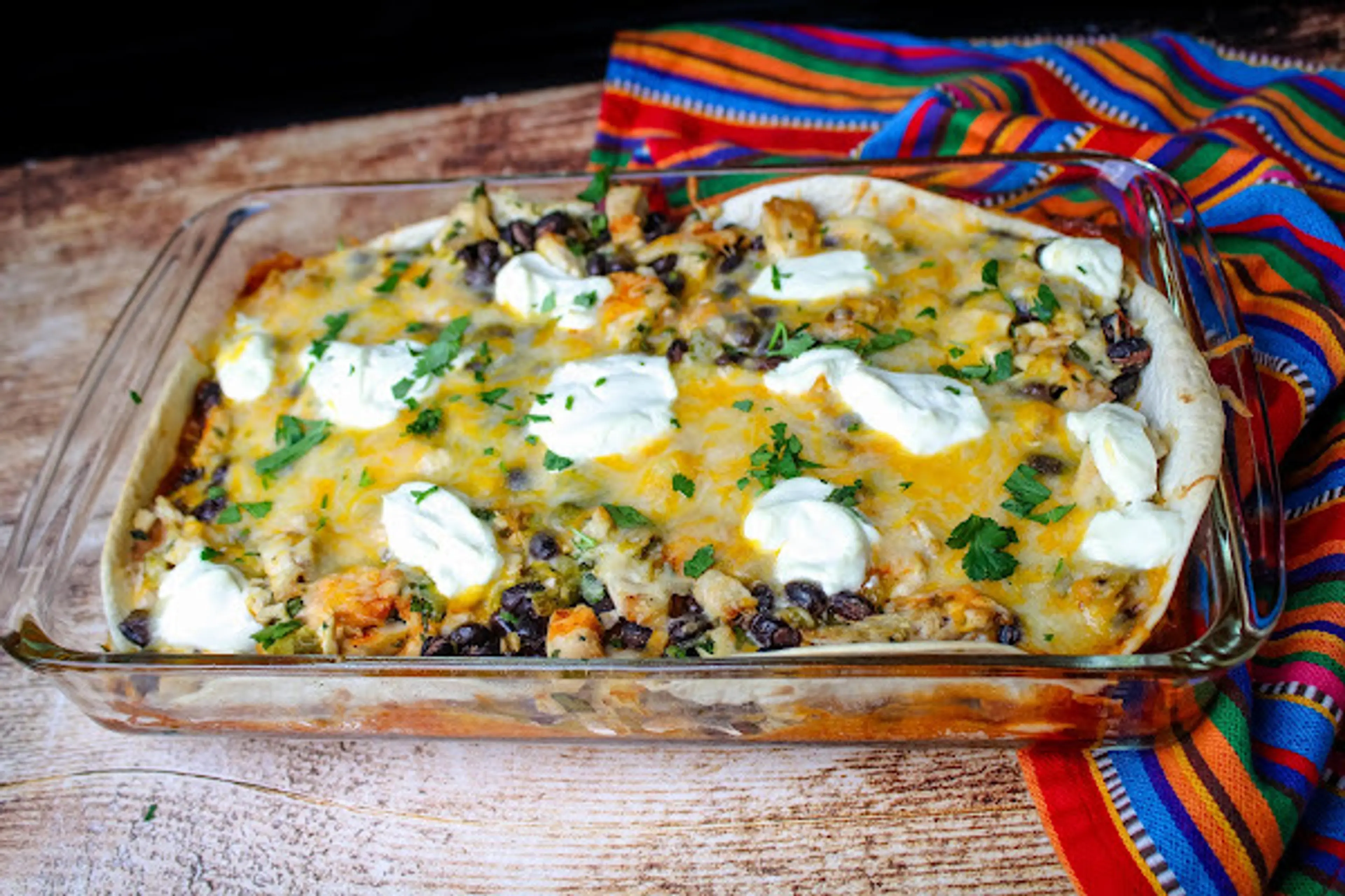 Layered Chicken and Black Bean Casserole