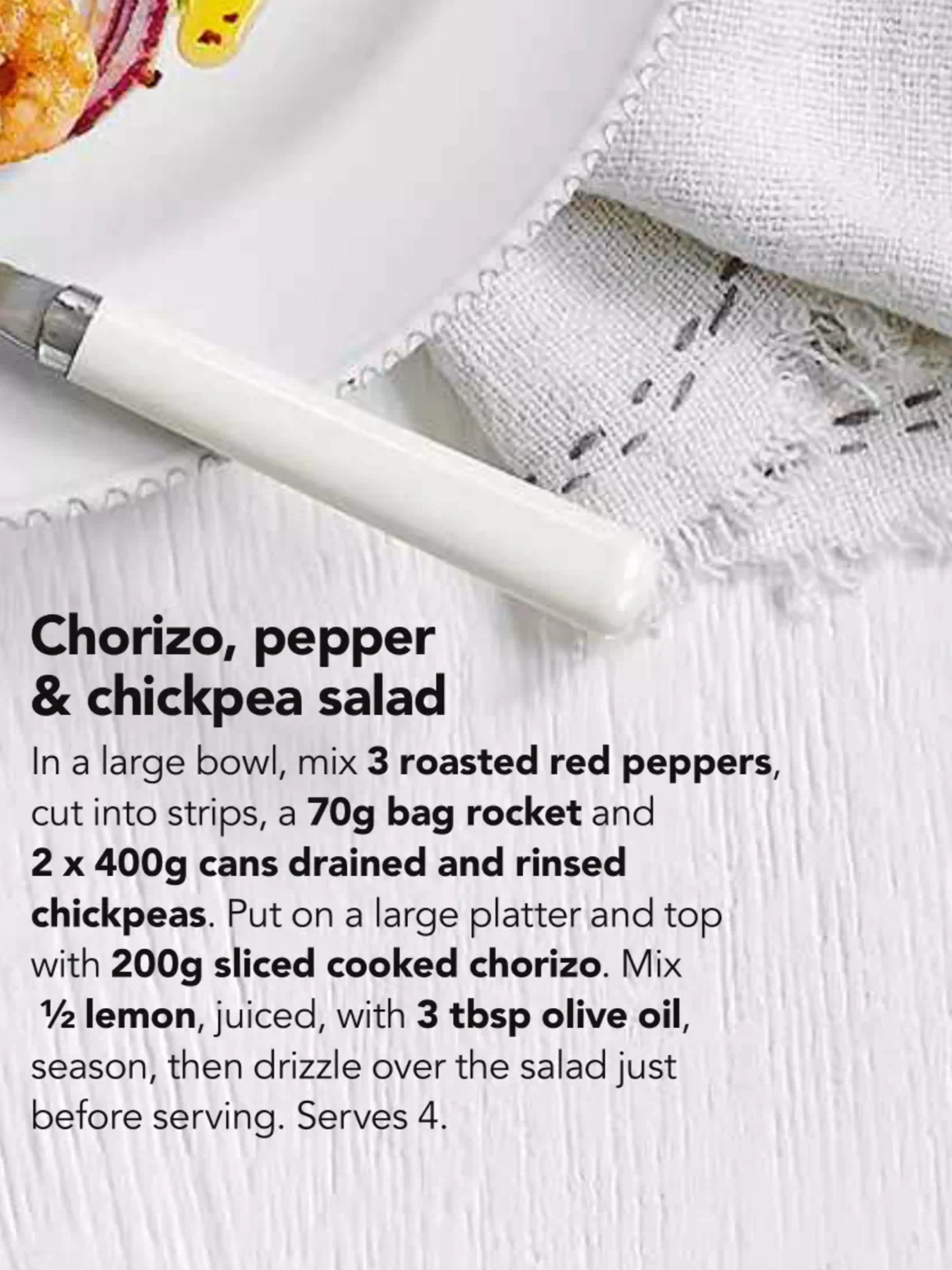 Chorizo, pepper & chickpea salad