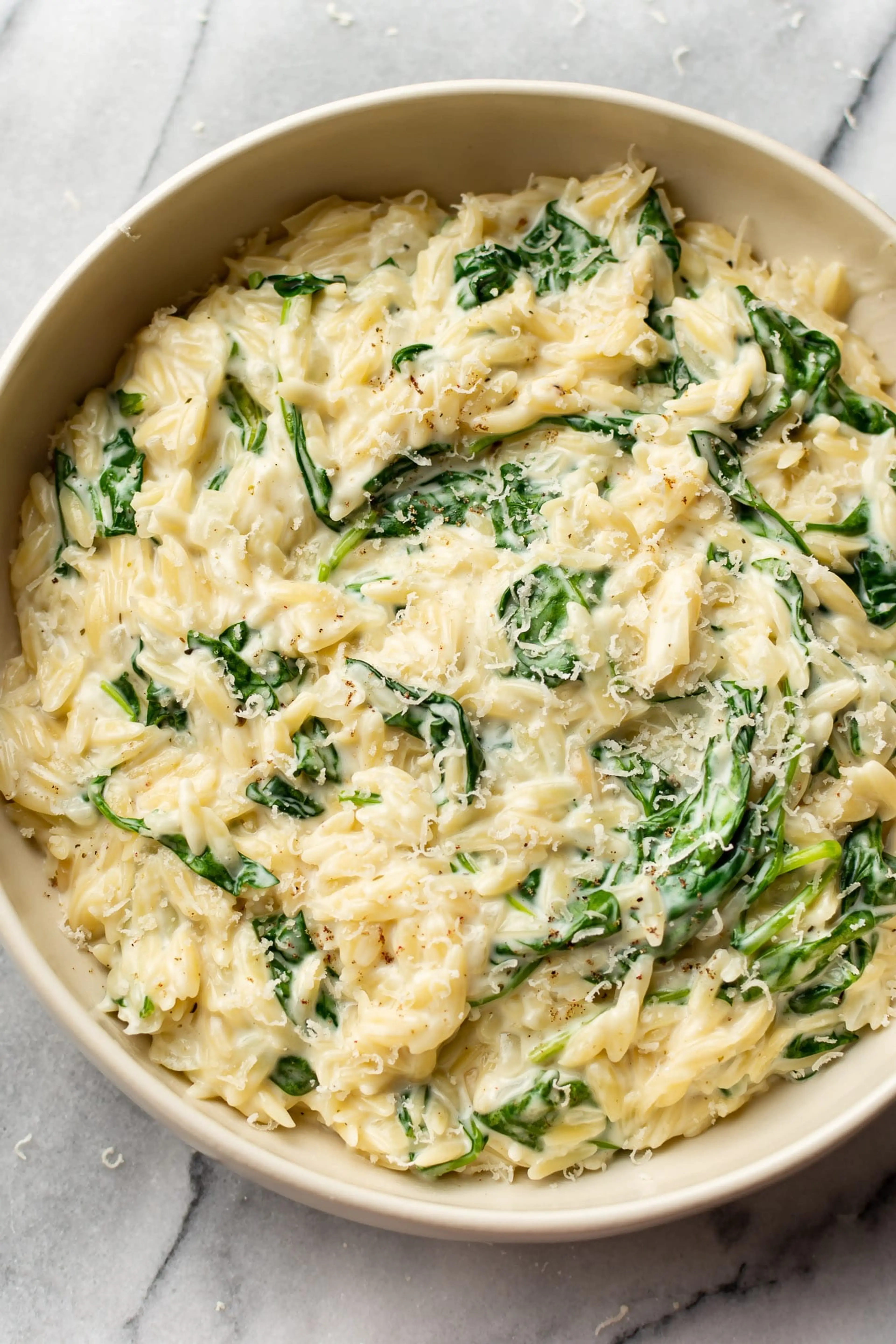 Creamy Garlic Spinach Orzo
