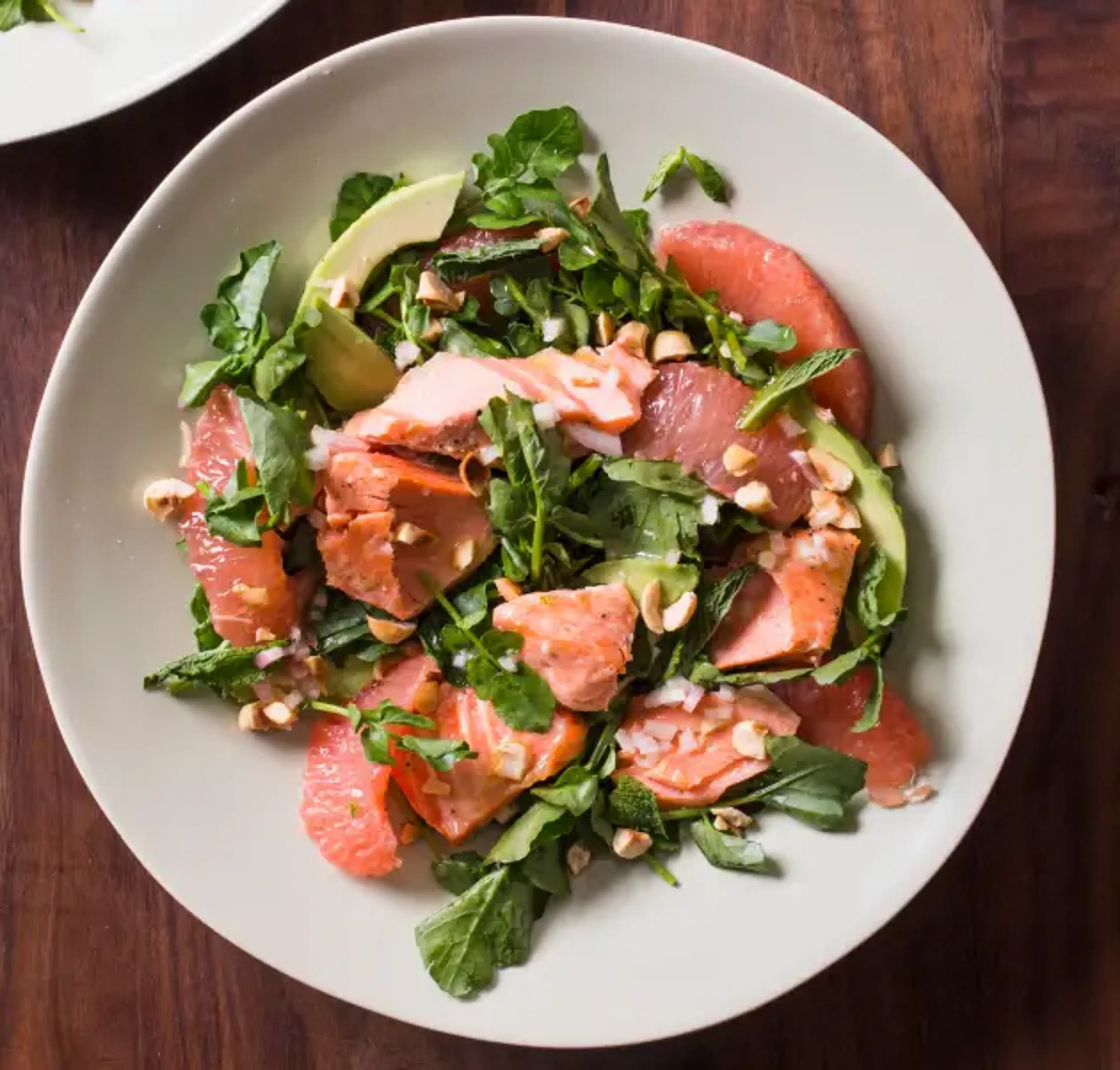 Salmon, Avocado, Grapefruit, and Watercress Salad