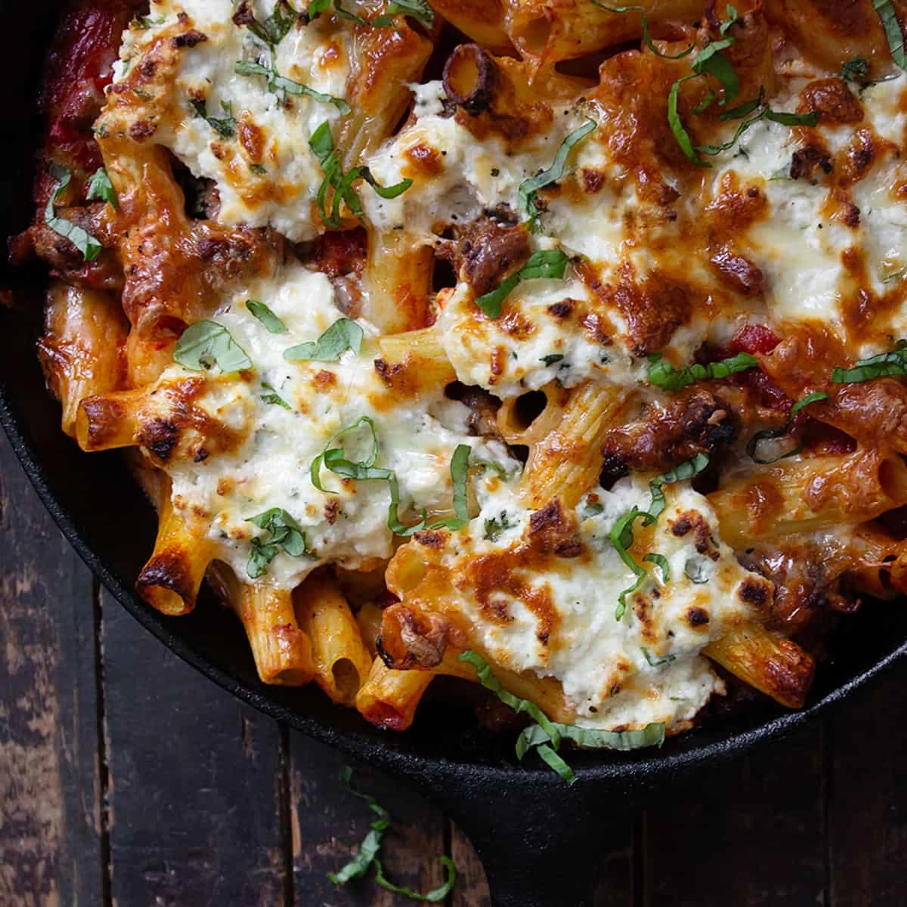 Baked Sausage Ricotta Pasta