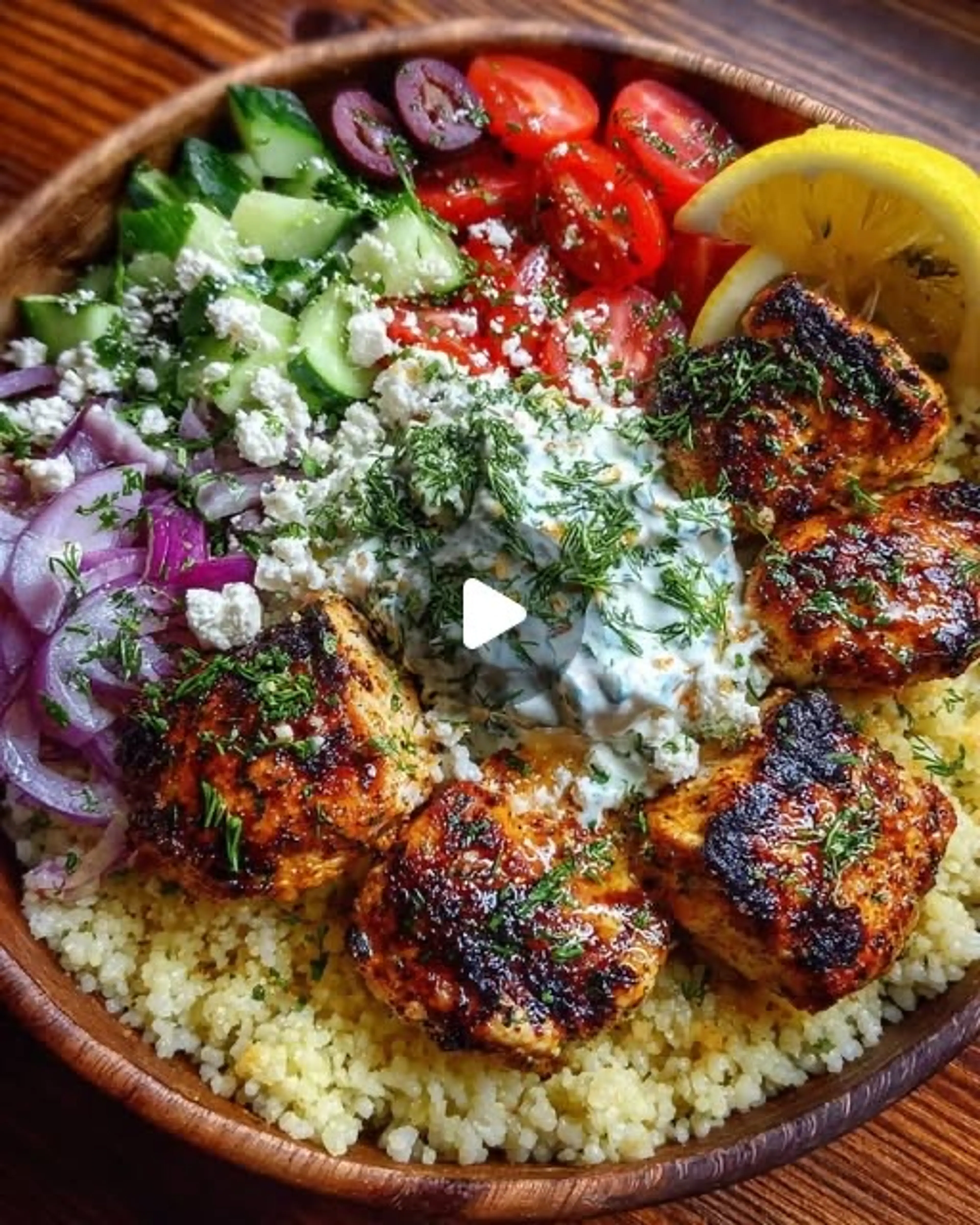 Greek Chicken Souvlaki Bowls & Garlic Sauce