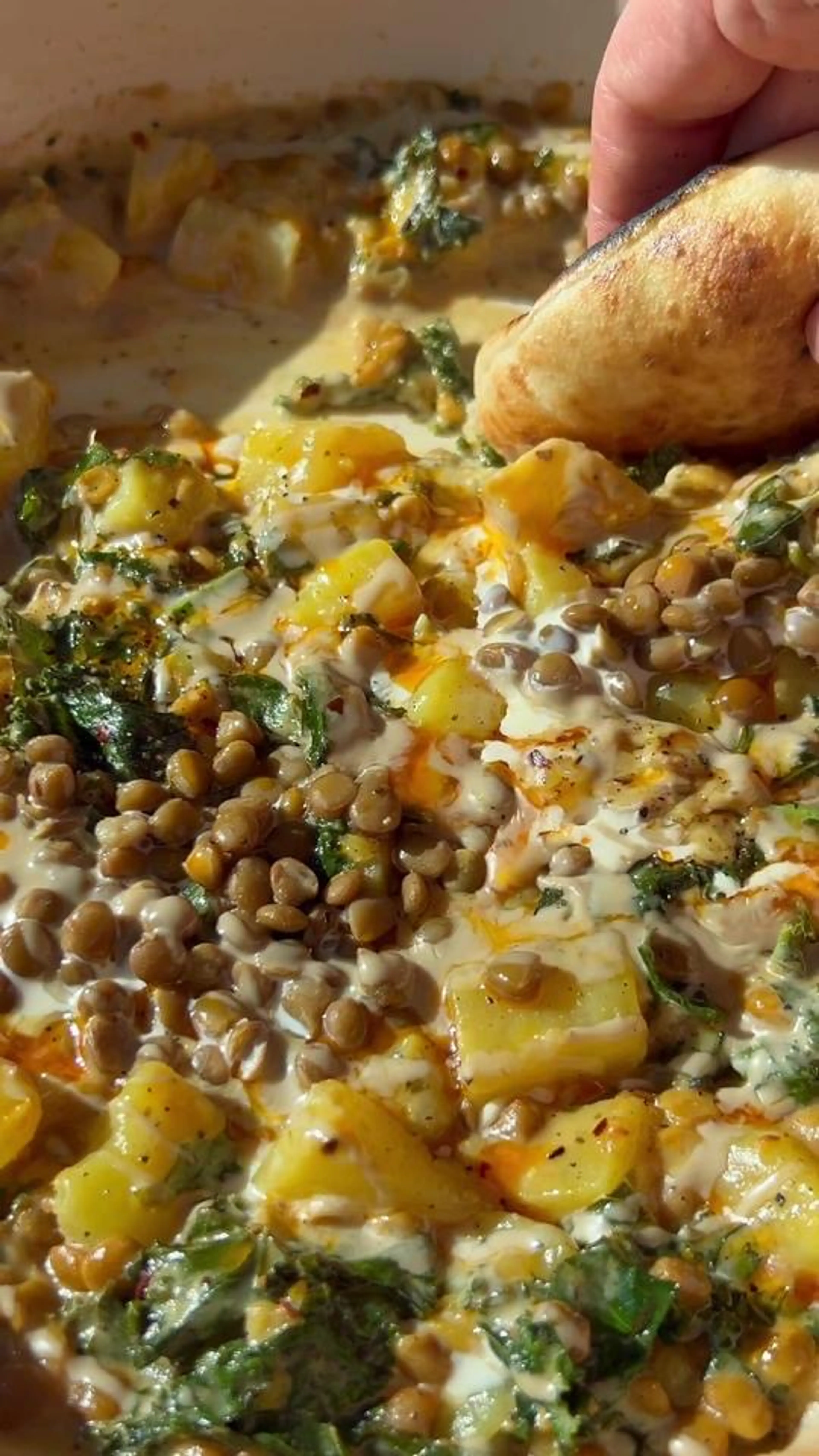 My Favorite Creamy Skillet Lentils and Japanese Sweet Potato