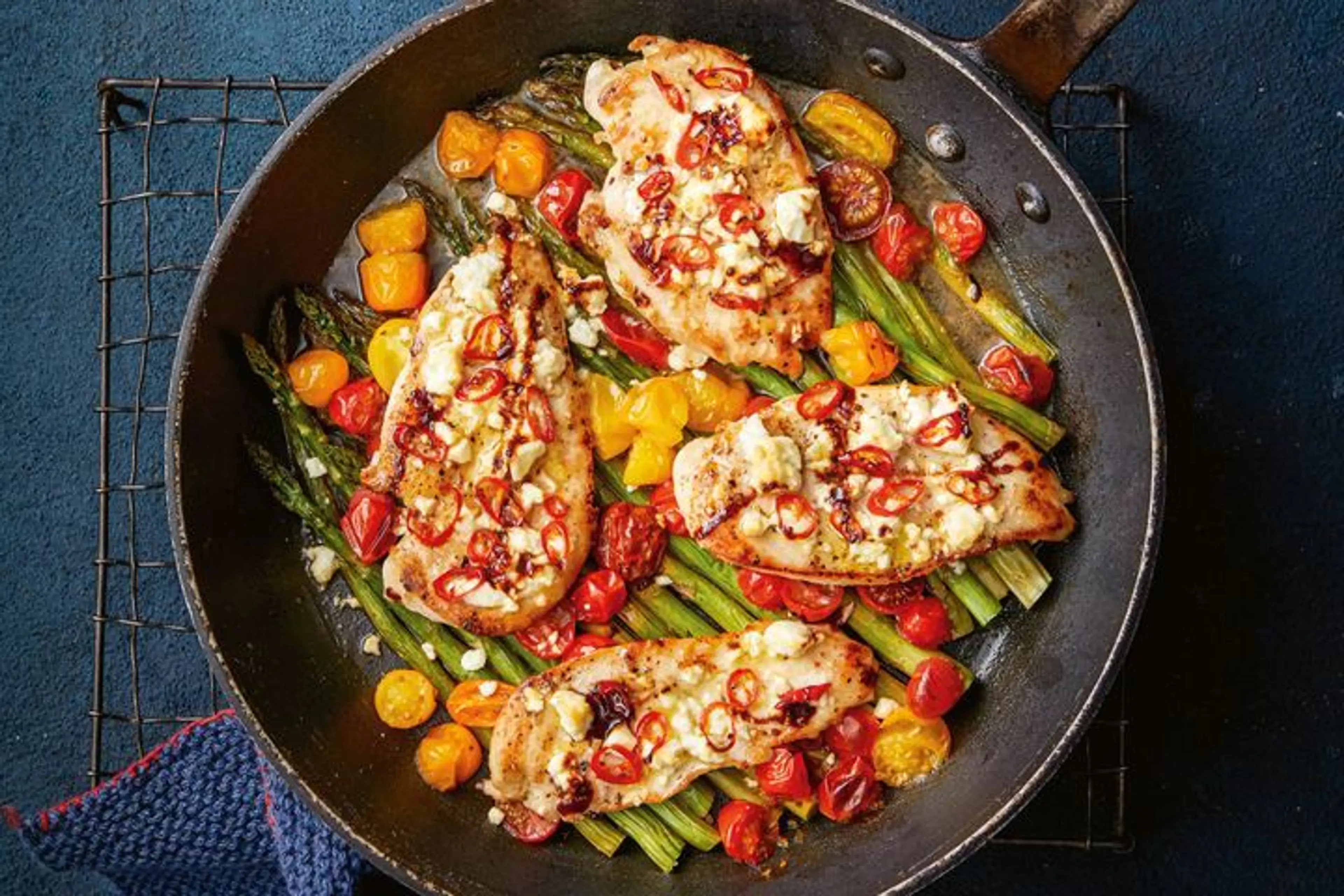 One-pan feta and chilli chicken