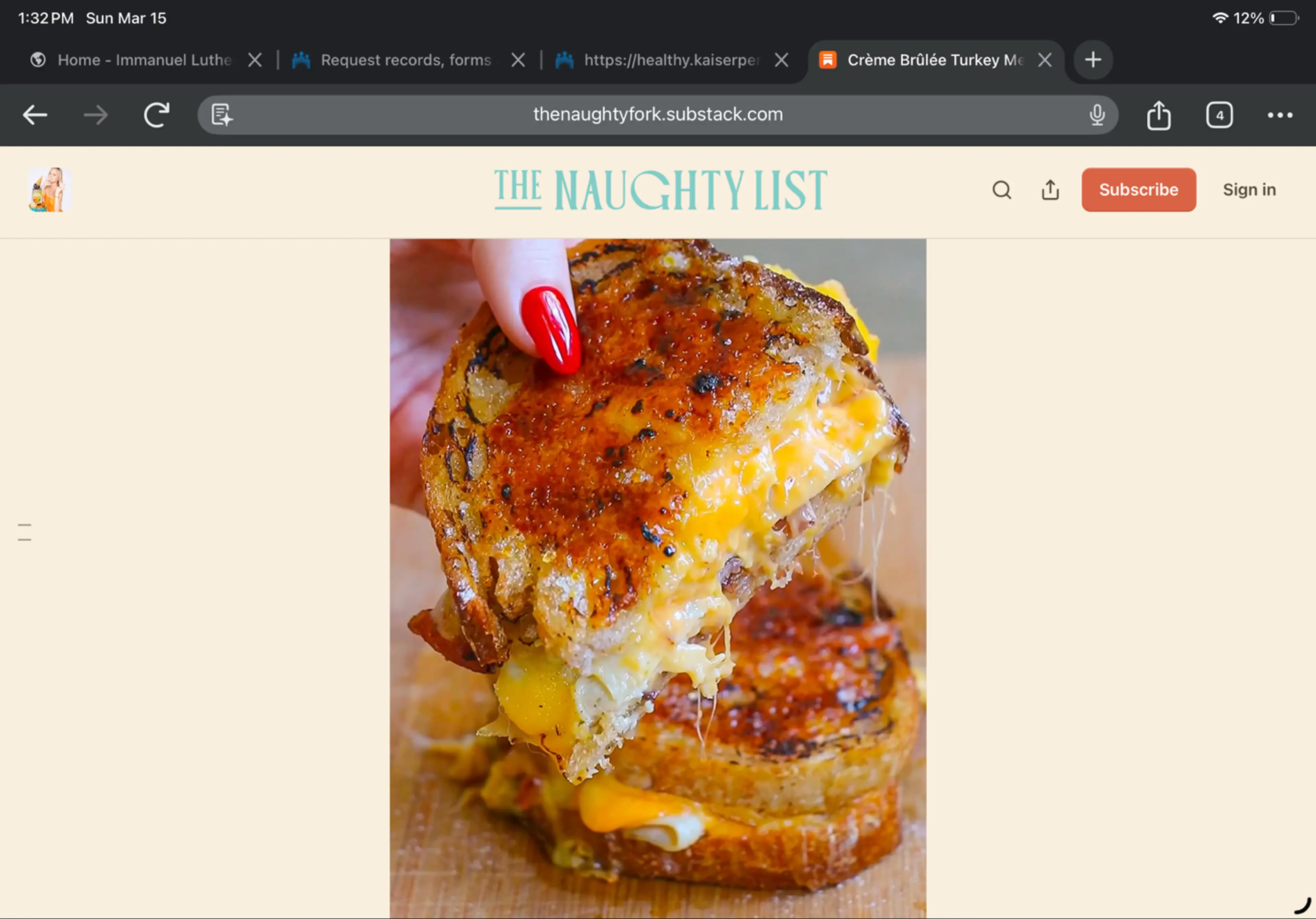 Crème Brûlée Turkey Melt