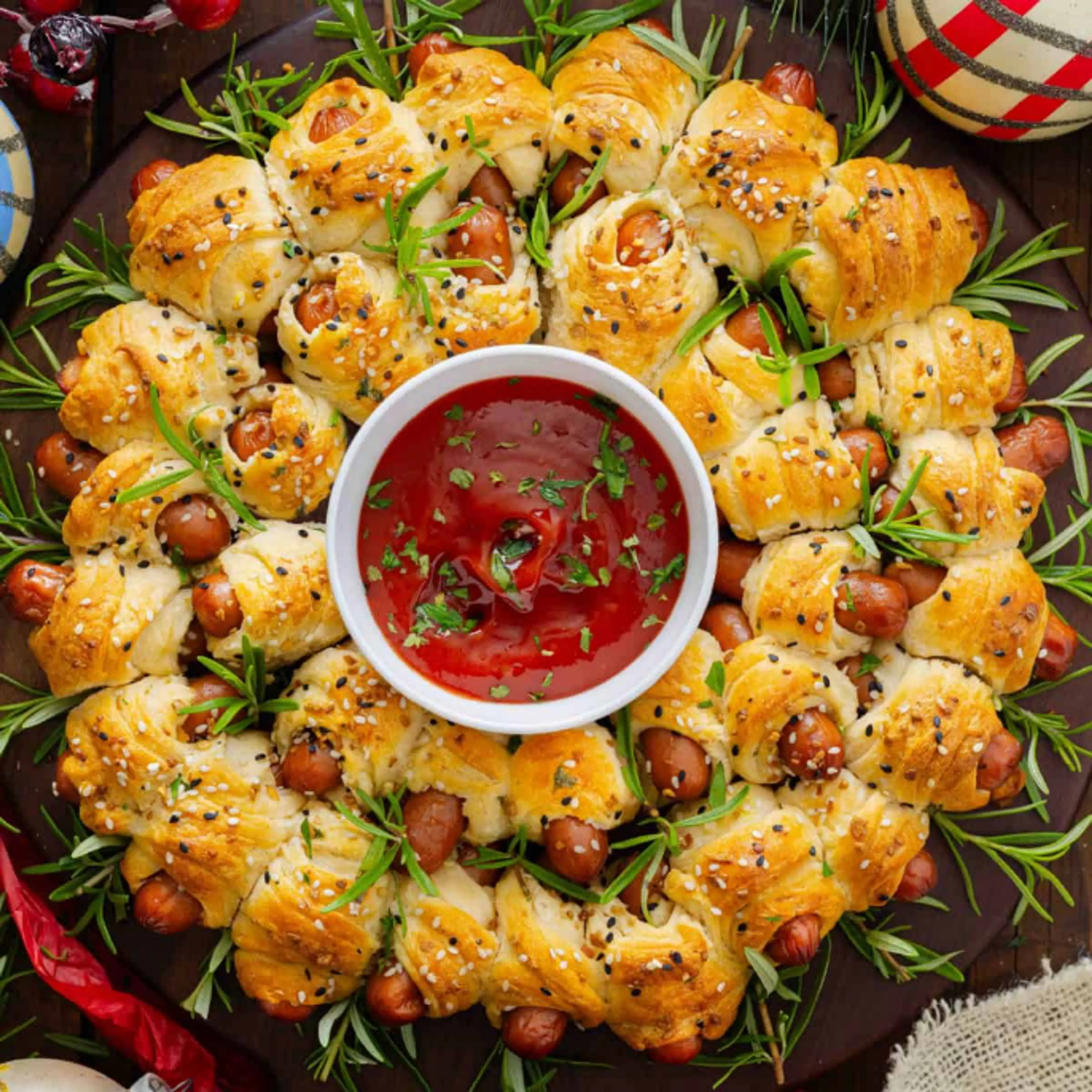 Pigs in a Blanket Wreath