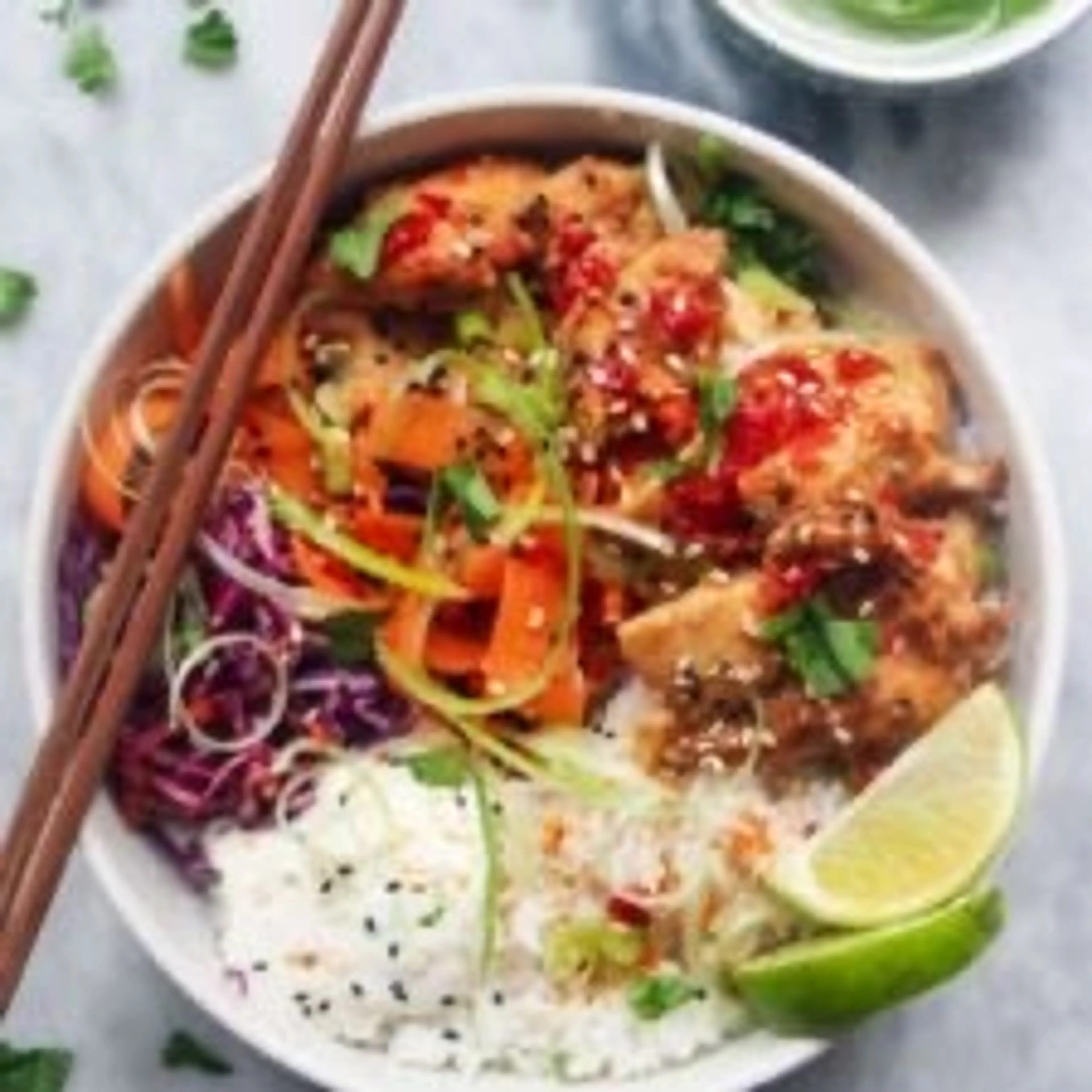 Juicy Miso Chicken Poke Bowls