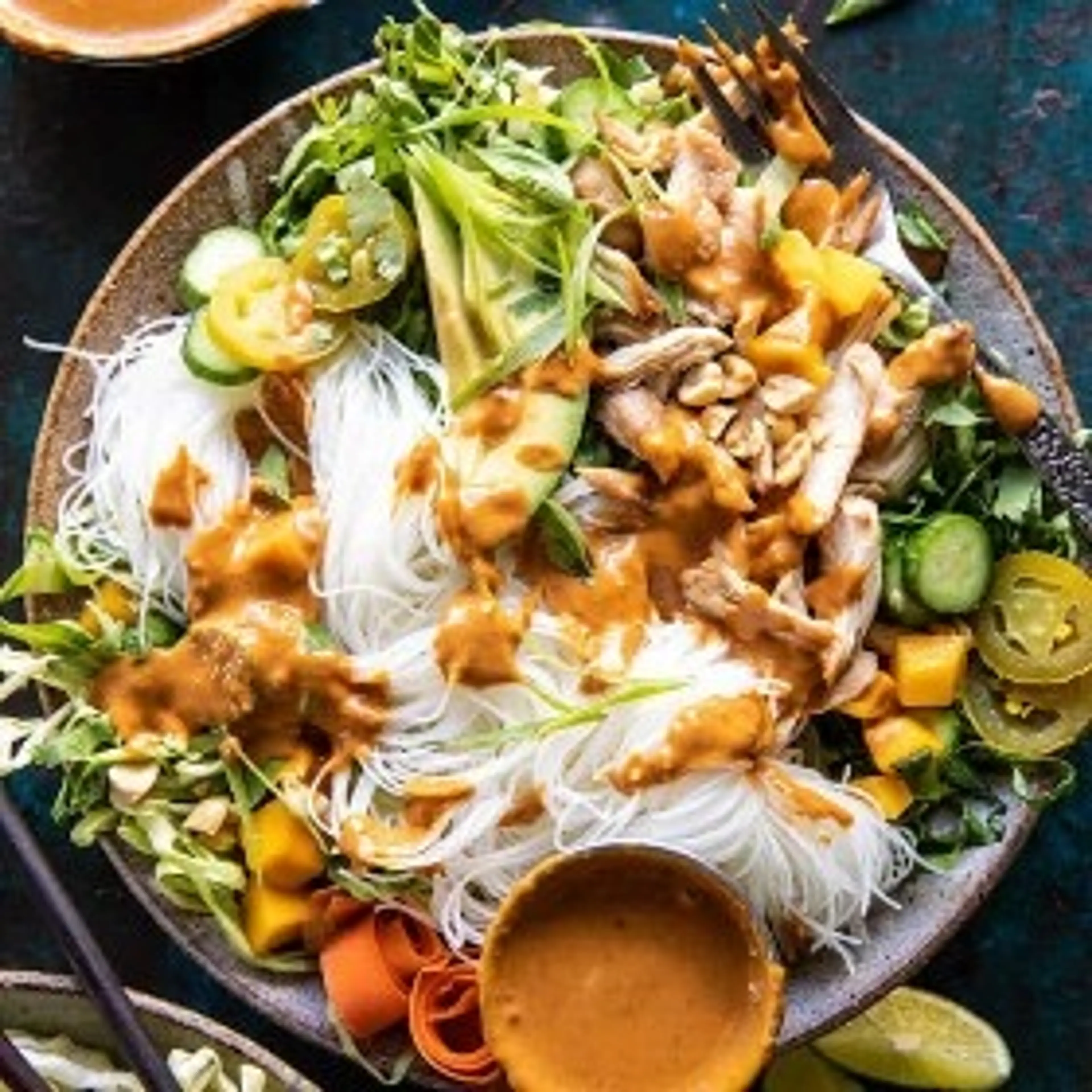 Peanut Chicken Spring Roll Bowls.