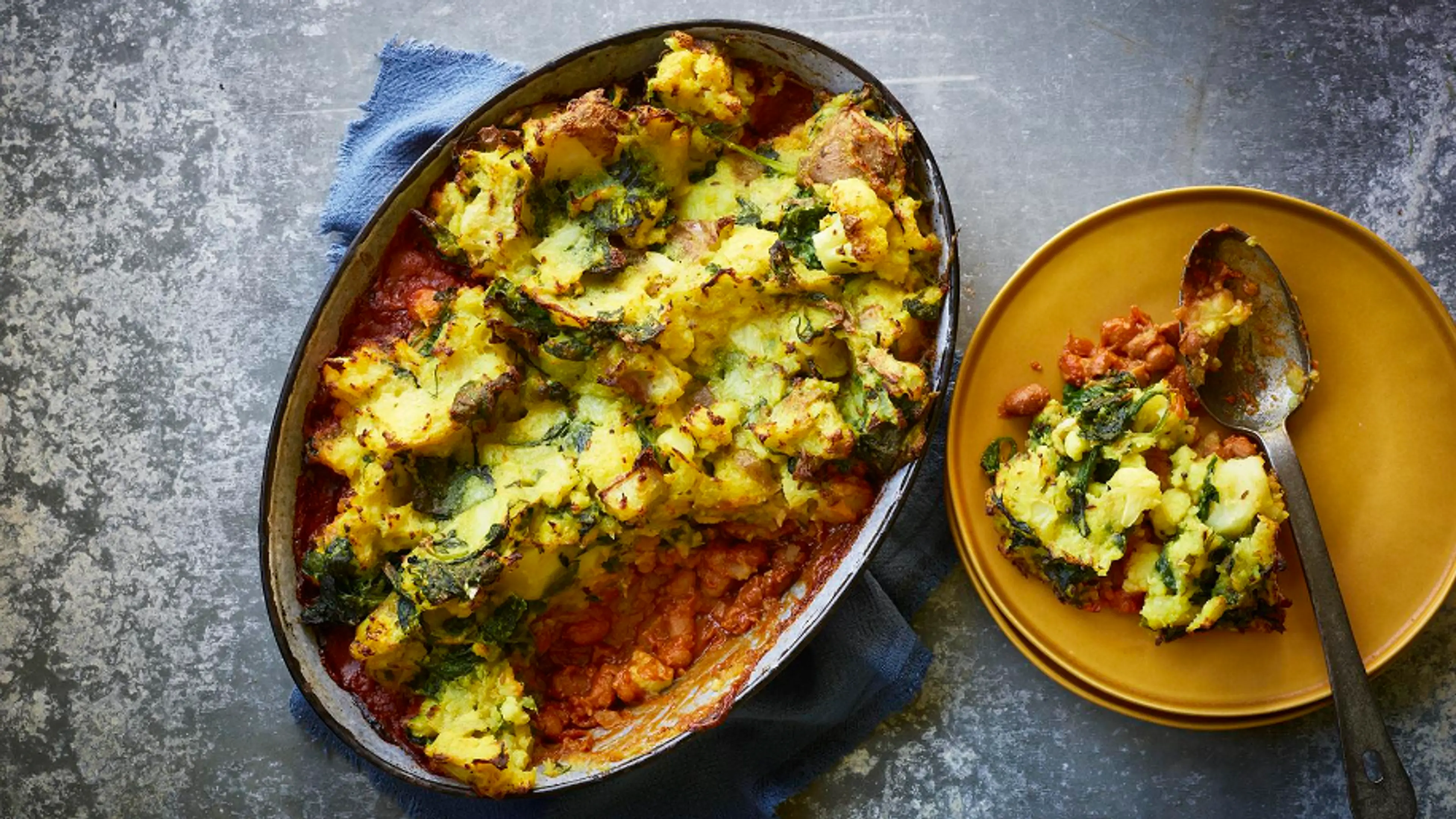 Saag aloo 'shepherd's' pie