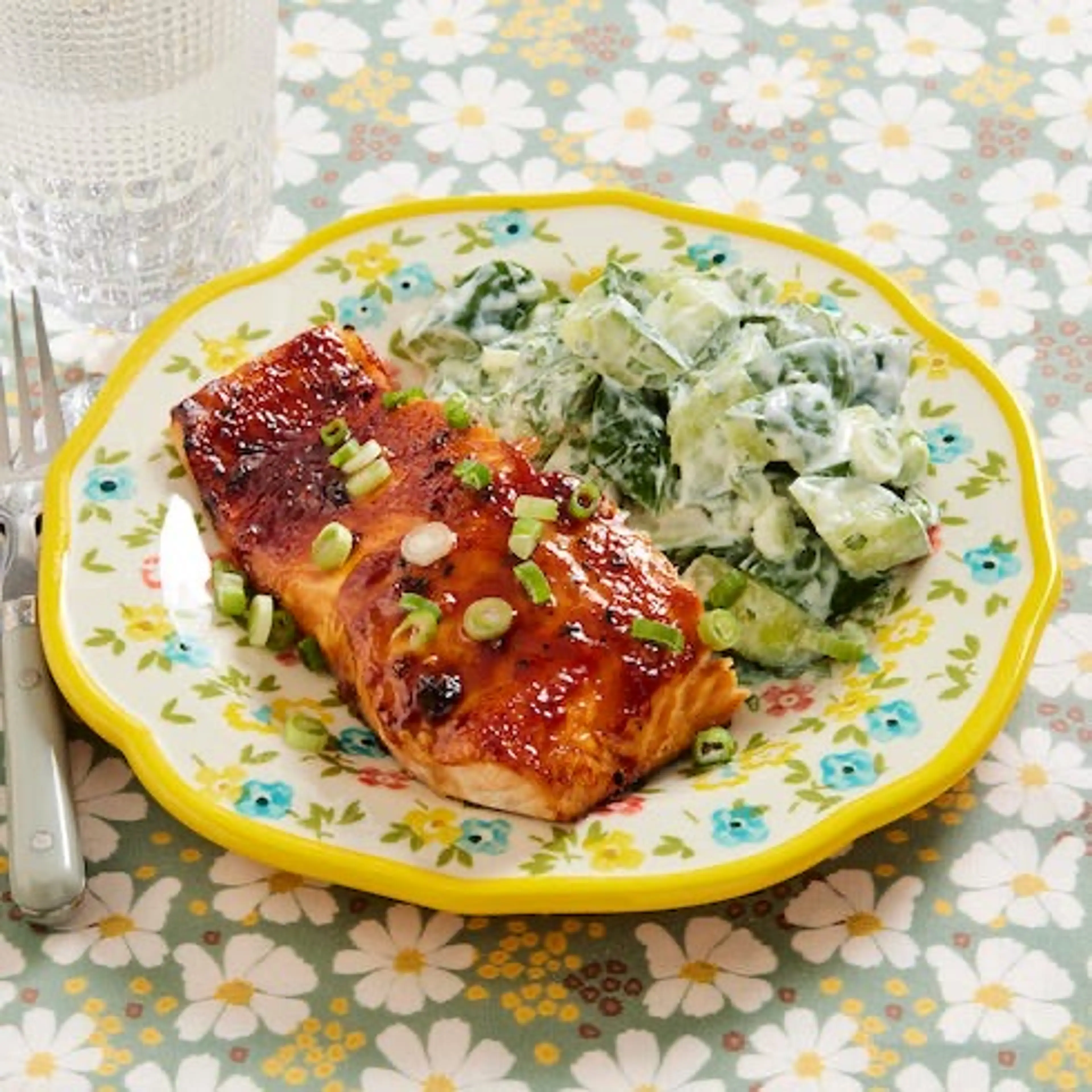 BBQ Salmon with Cucumber Salad
